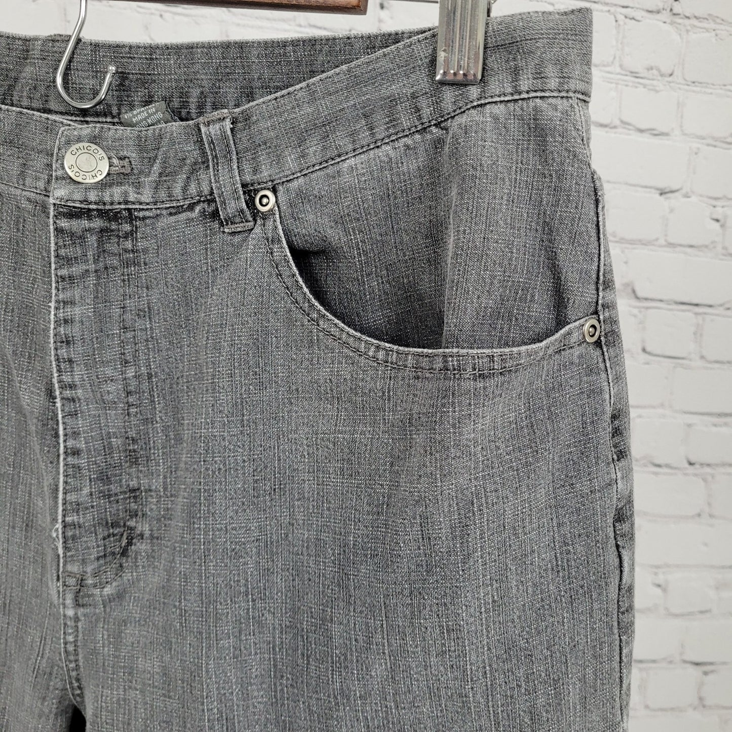Additions By Chico's Grey Wide Leg High Rise Crop Jeans Size 2.5 US 14 (31x21)