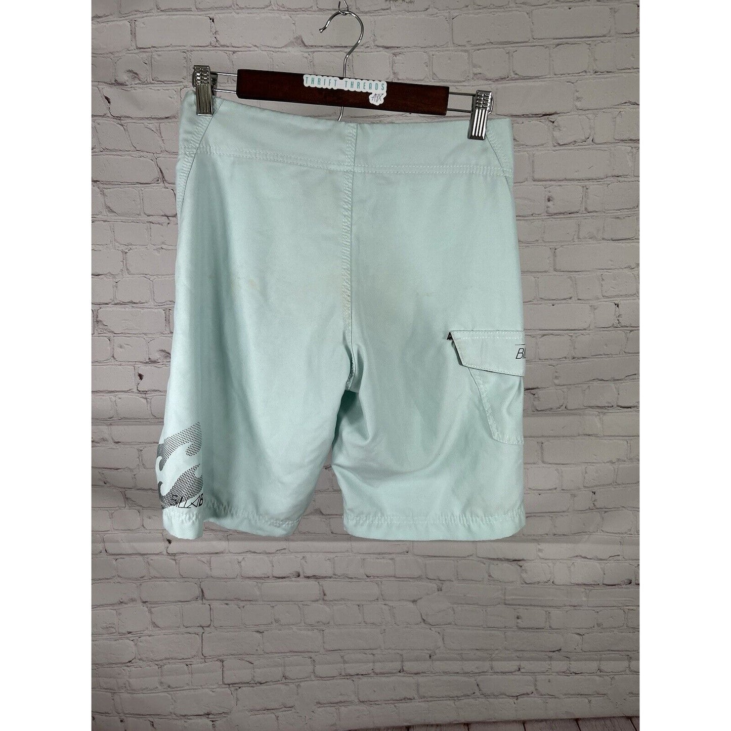 Billabong Light Blue Logo Pocket Unlined Men’s Bathing Suit Swim Trunks (28x10)
