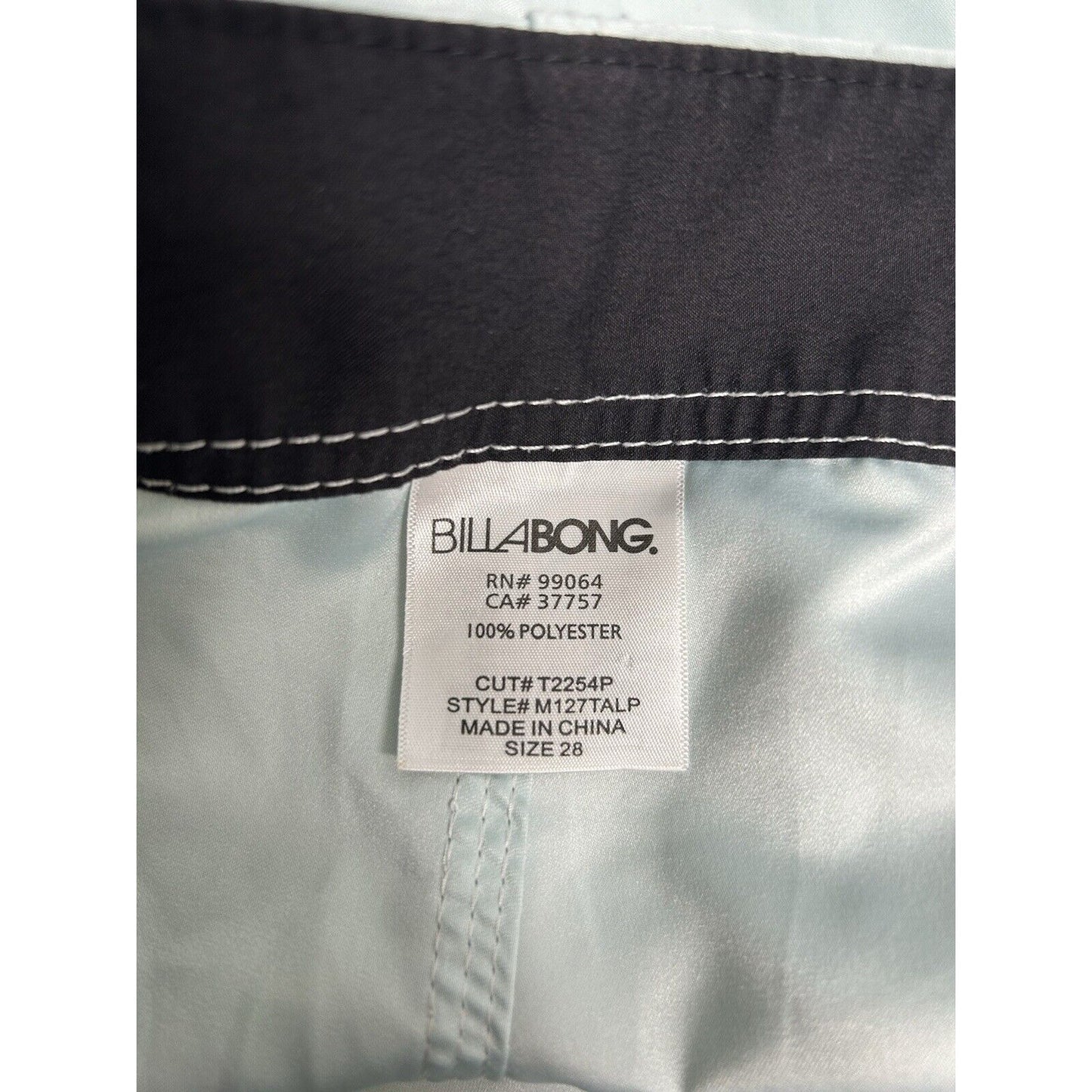 Billabong Light Blue Logo Pocket Unlined Men’s Bathing Suit Swim Trunks (28x10)