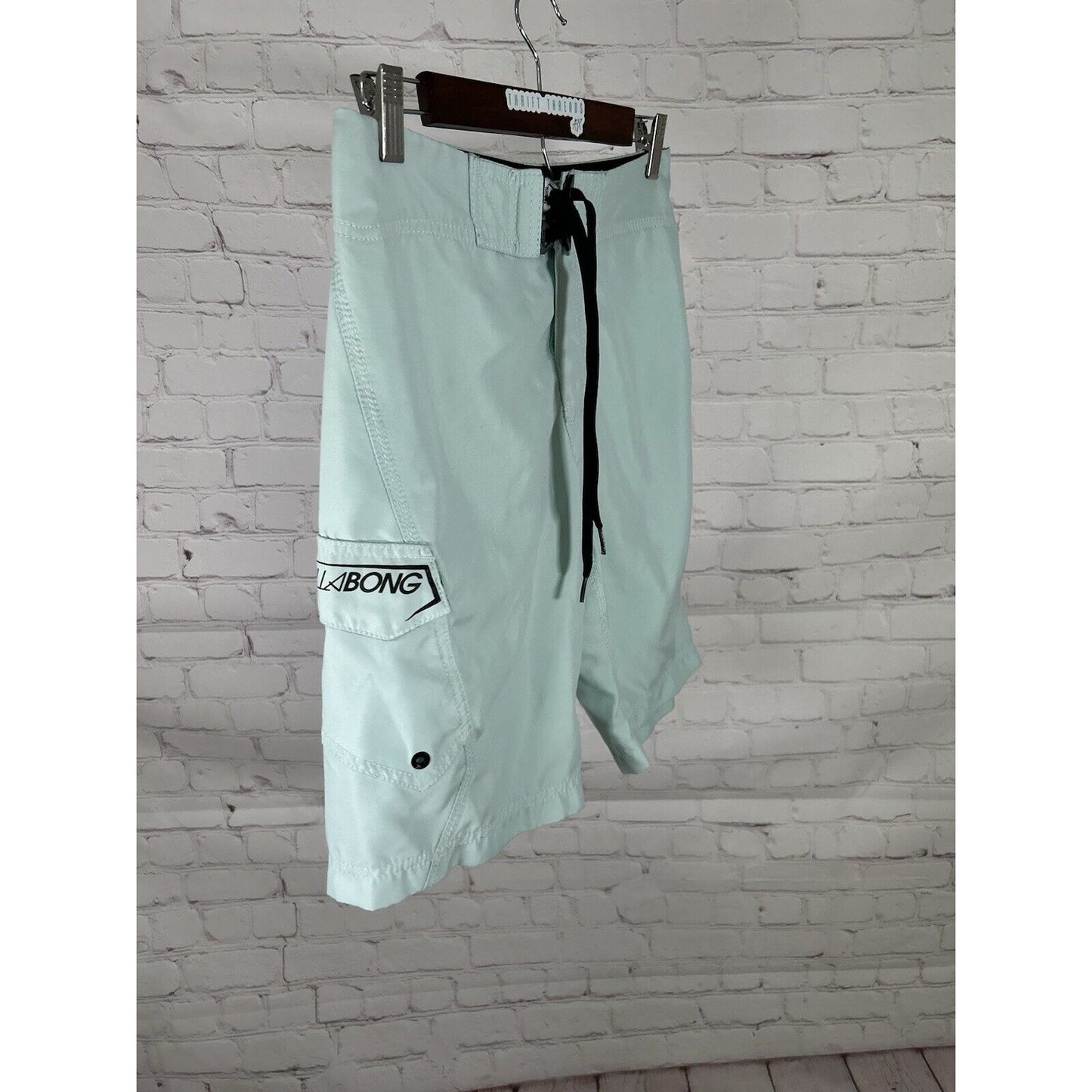 Billabong Light Blue Logo Pocket Unlined Men’s Bathing Suit Swim Trunks (28x10)