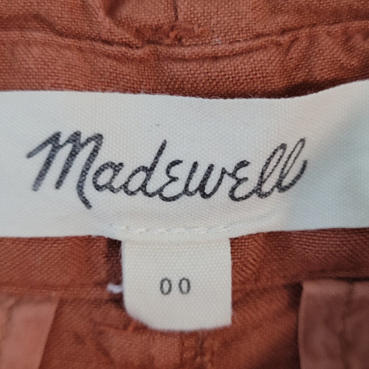 Madewell Orange Linen Blend High Rise Belted Paperbag Crop Pants Size 00 (23x25)