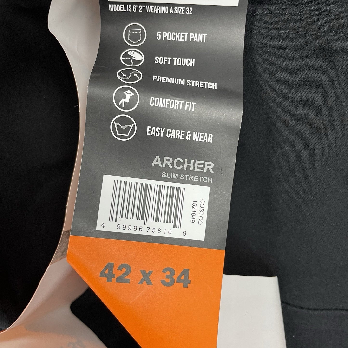 NWT Buffalo Black David Bitton Archer Slim Stretch Soft Touch Pants Size 42x34