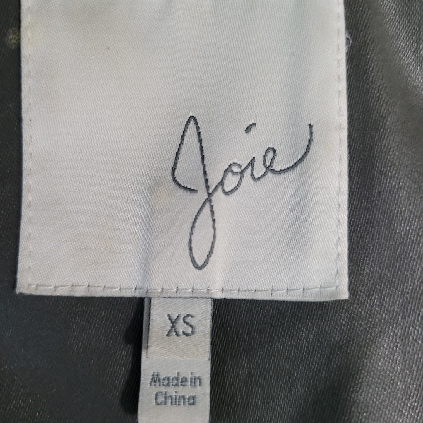 Joie Green Grey Waxed Cotton Zipped Faux Fur Hooded Utility Jacket Size XS