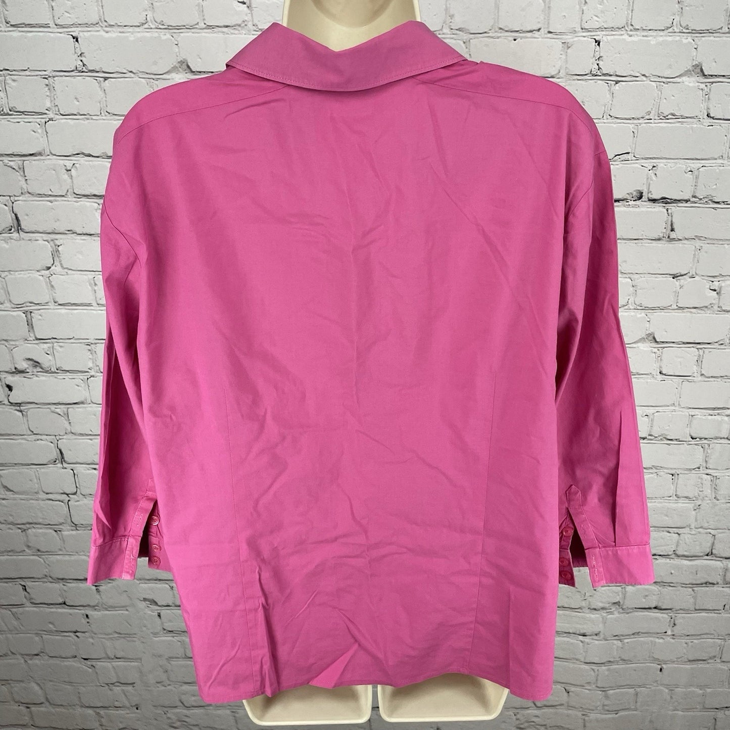 Chico’s Pink Button Up 3/4 Sleeve Stretch Lightweight Collar Shirt Size 3 US 16