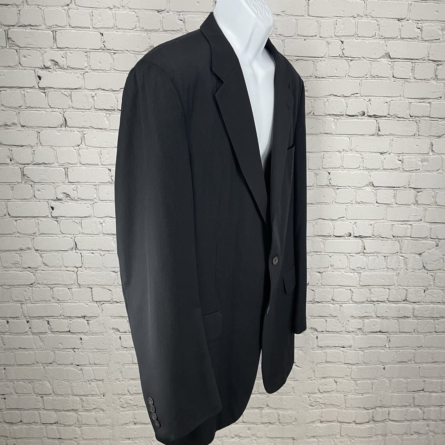 Jos A Bank Black Pinstriped 100% Wool 2 Button Blazer Sport Coat 46XL *pinhole