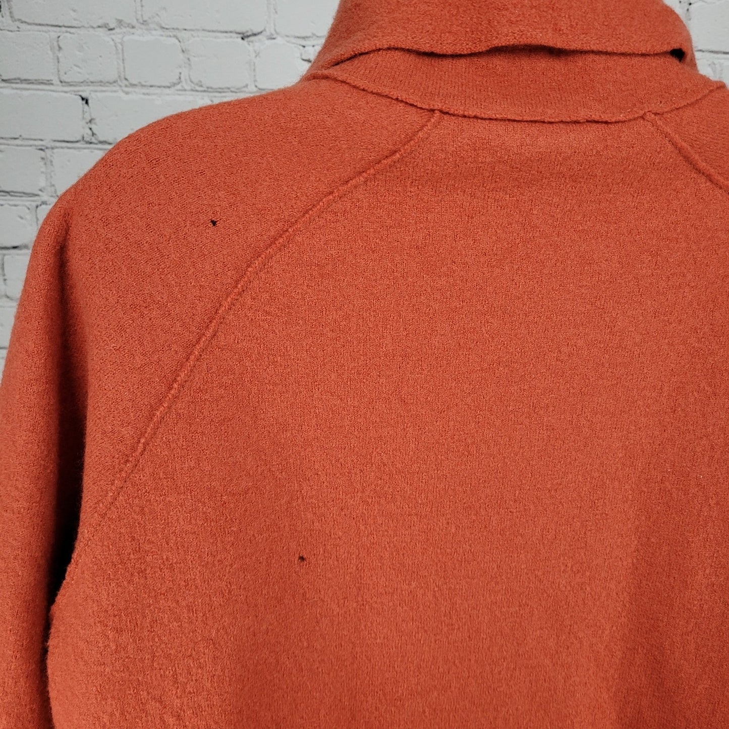 Eileen Fisher Orange 100% Wool Oversized Unlined Jacket Size Small *Small Holes