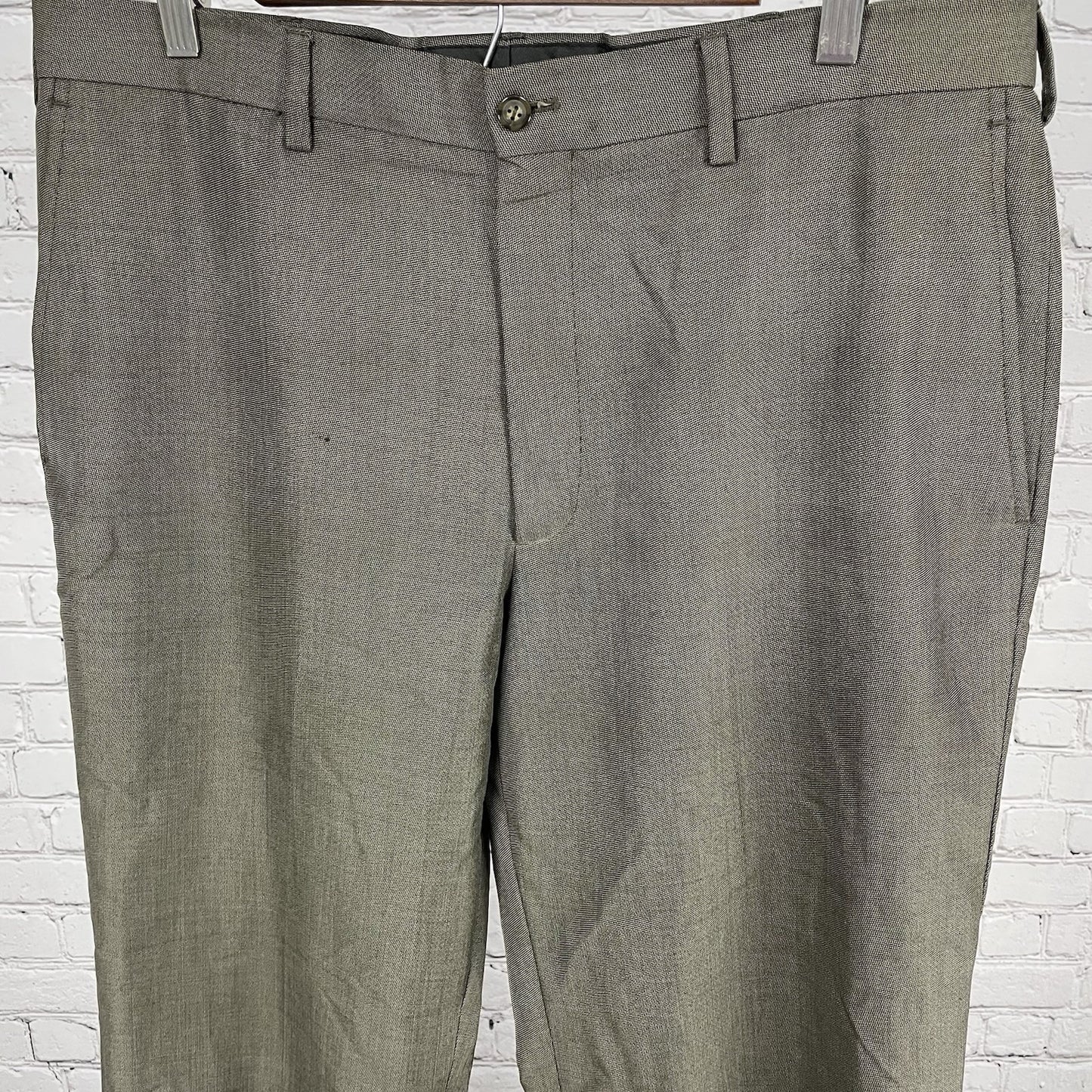 Cubavera Brown Herringbone Flat Front Lightweight Straight Leg Pants Size 36x29