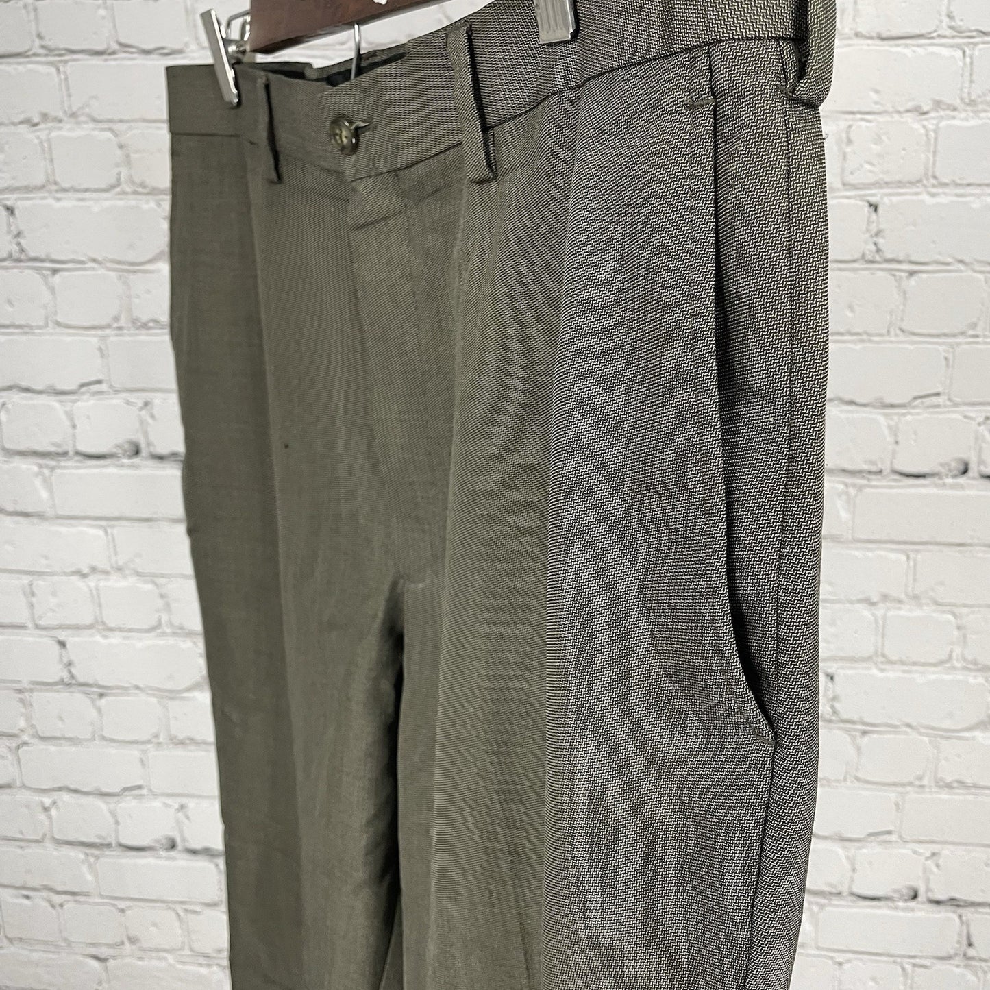 Cubavera Brown Herringbone Flat Front Lightweight Straight Leg Pants Size 36x29