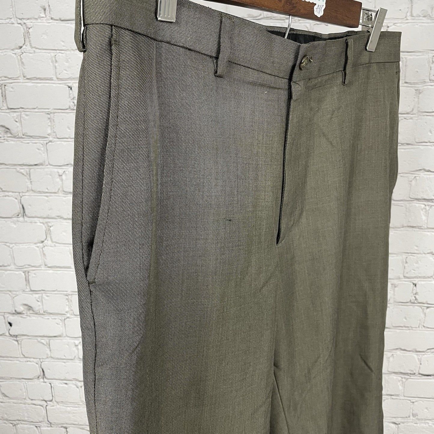 Cubavera Brown Herringbone Flat Front Lightweight Straight Leg Pants Size 36x29