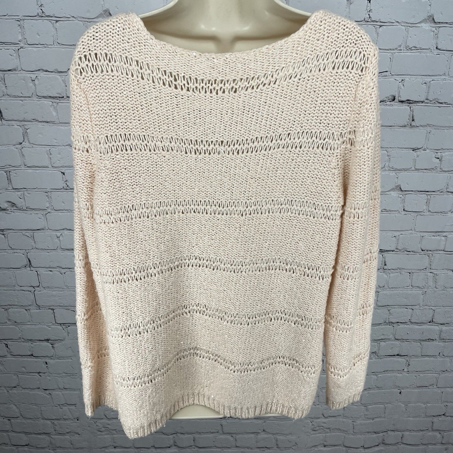 Chico’s Pink Metallic Sequin Sparkle Chunky Knit Pullover Sweater Size 2 (US 12)