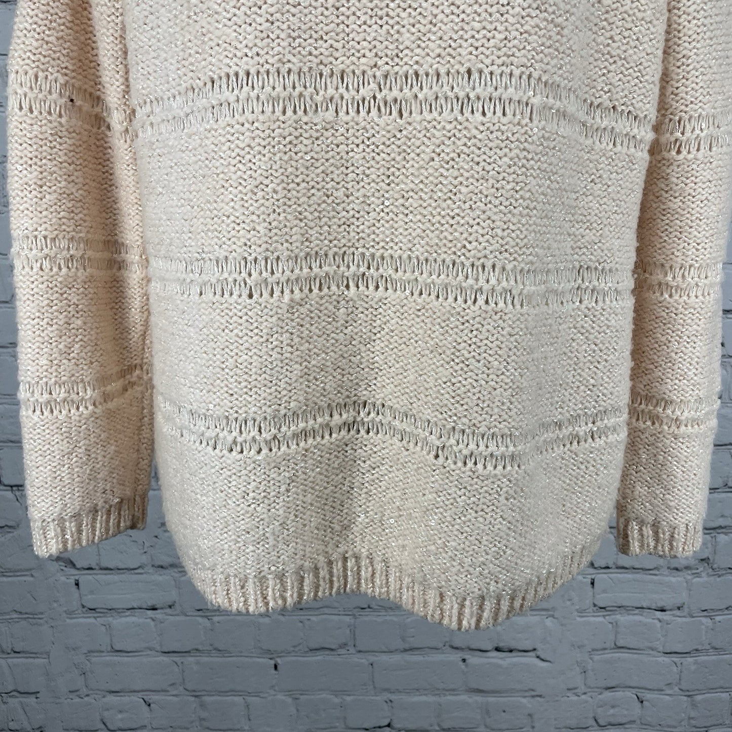 Chico’s Pink Metallic Sequin Sparkle Chunky Knit Pullover Sweater Size 2 (US 12)