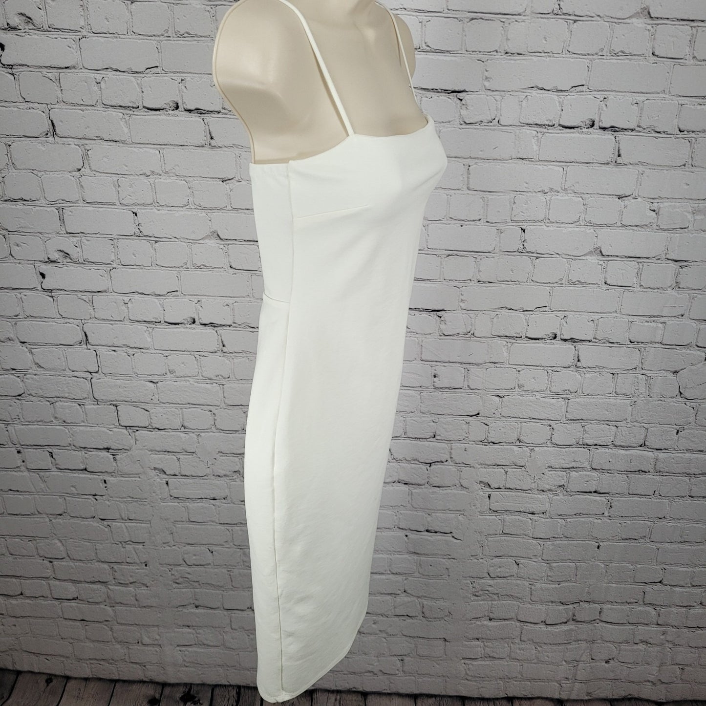 Lulus White Strappy Back Slit Stretch Lined Bodycon Dress USA Made Size XS