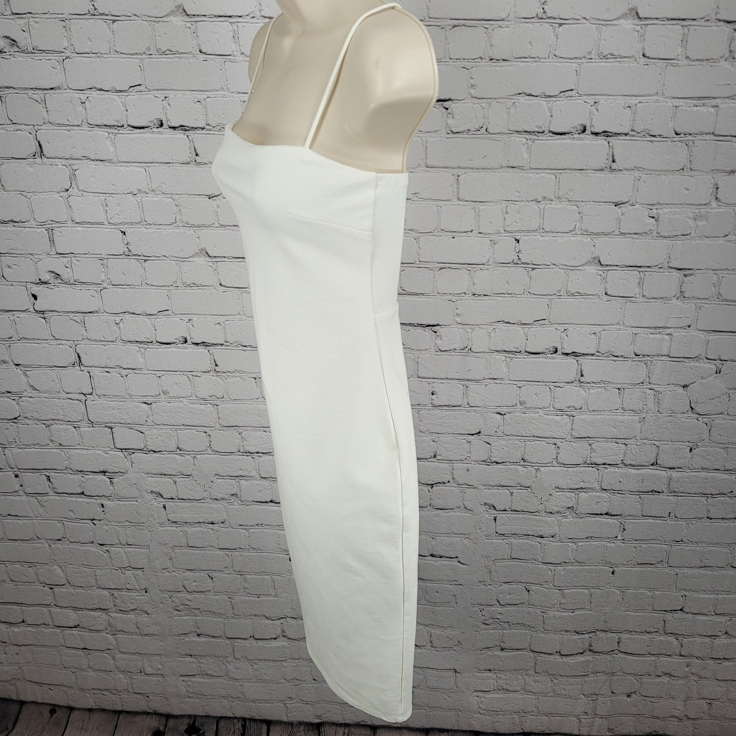 Lulus White Strappy Back Slit Stretch Lined Bodycon Dress USA Made Size XS