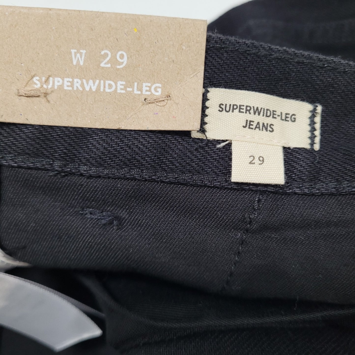 NWT Madewell Black Superwide Leg 100% Cotton High Rise Jeans 29 (29x31)