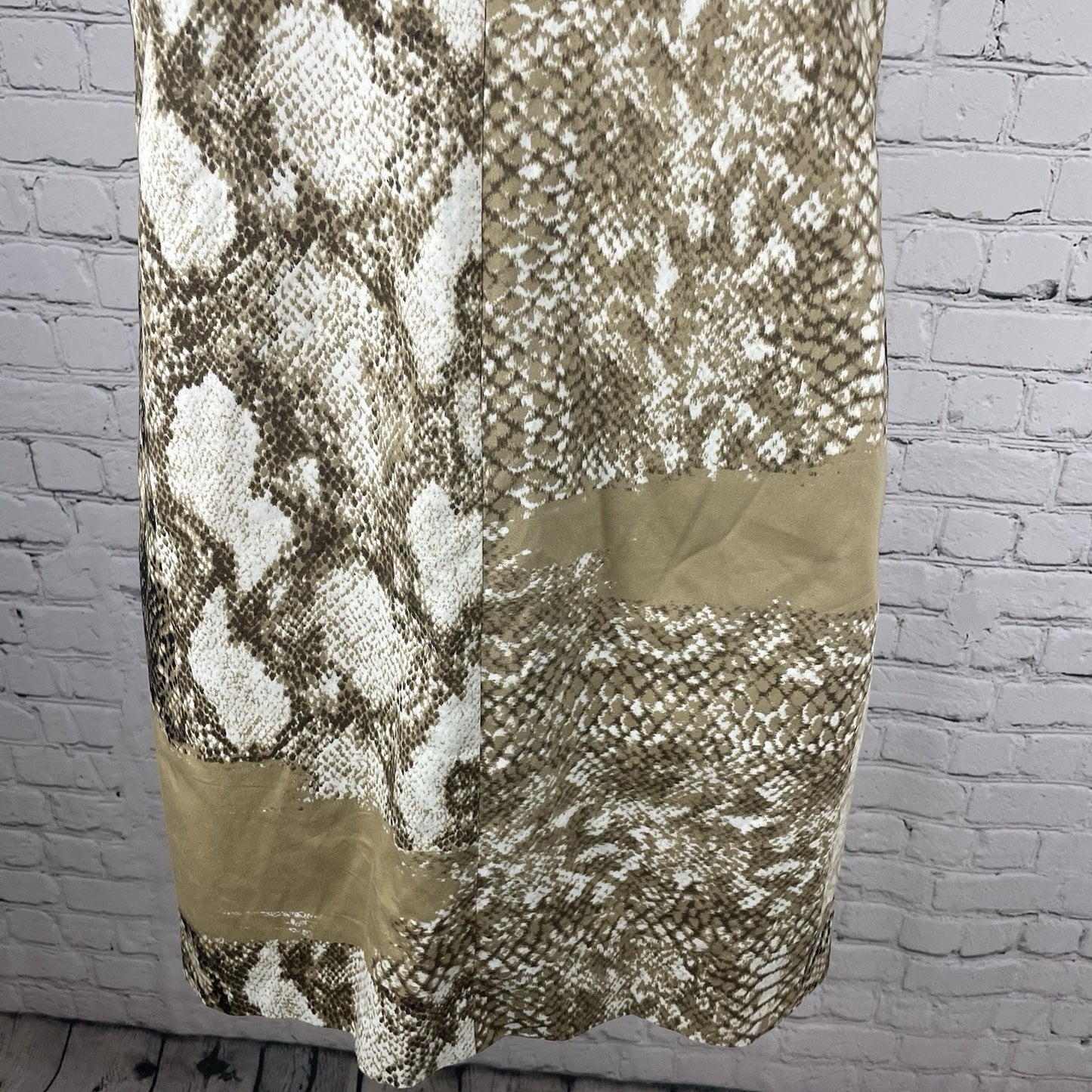 Tahari Tan Snakeprint Sleeveless Lined Stretch Shift Knee Length Dress Size 4