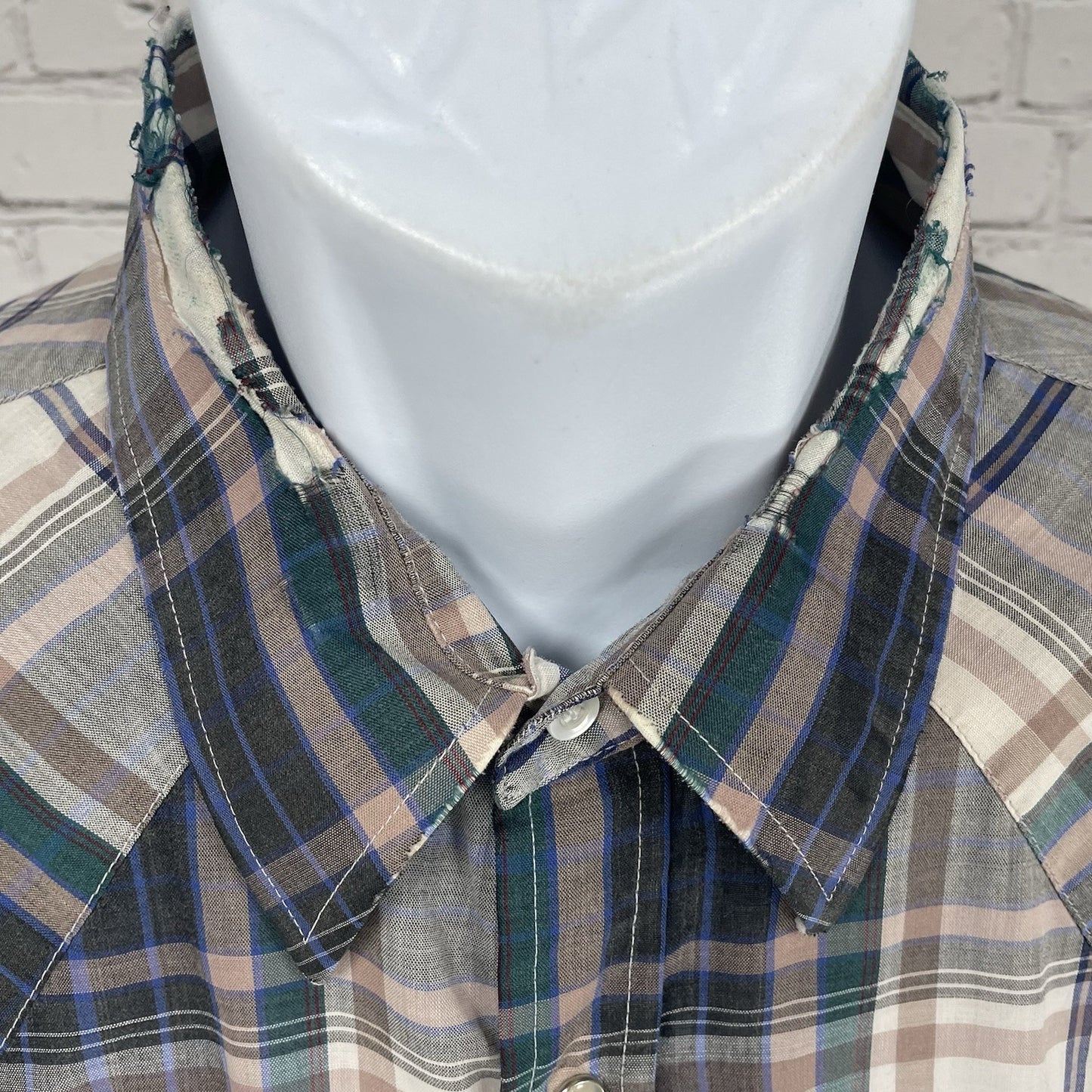 VTG Ely Cattleman Plaid Pearl Snap Western Short Sleeve Shirt Size XLT 17-1/2