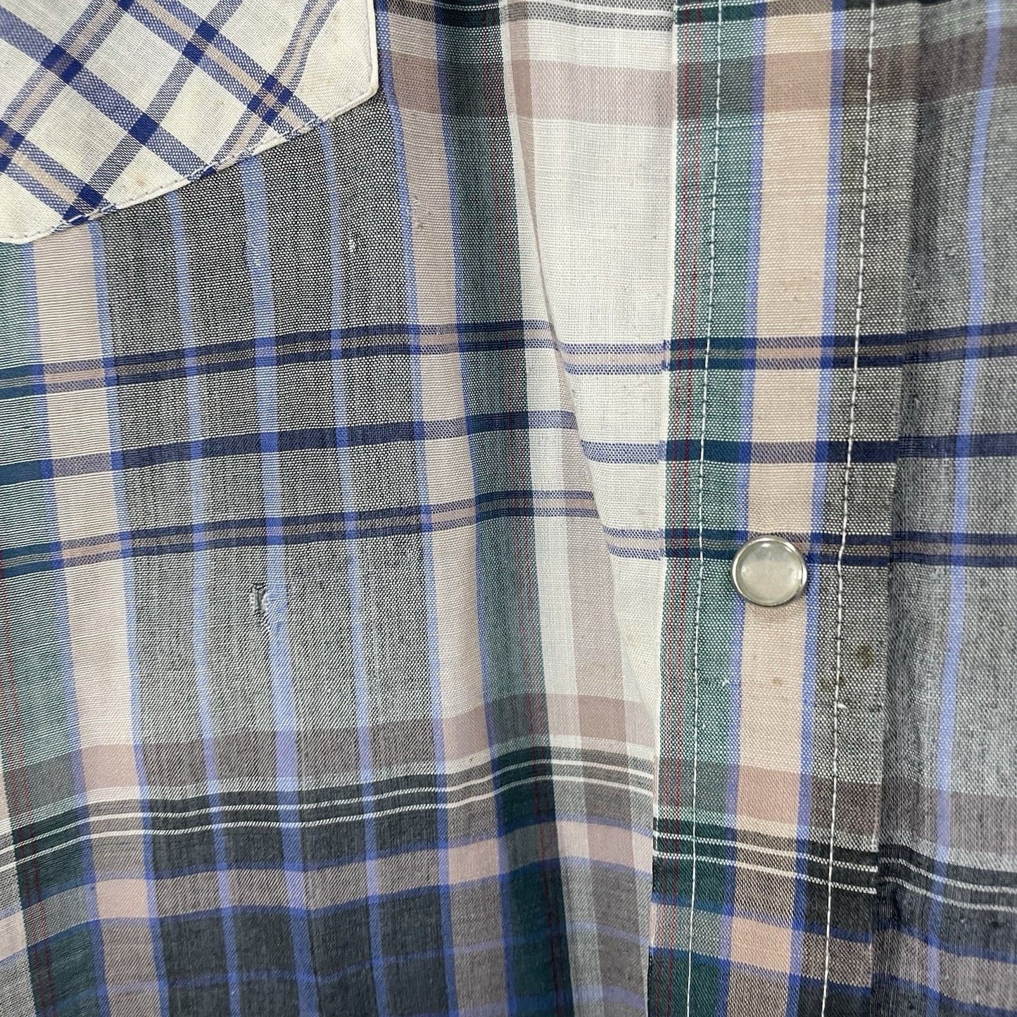 VTG Ely Cattleman Plaid Pearl Snap Western Short Sleeve Shirt Size XLT 17-1/2
