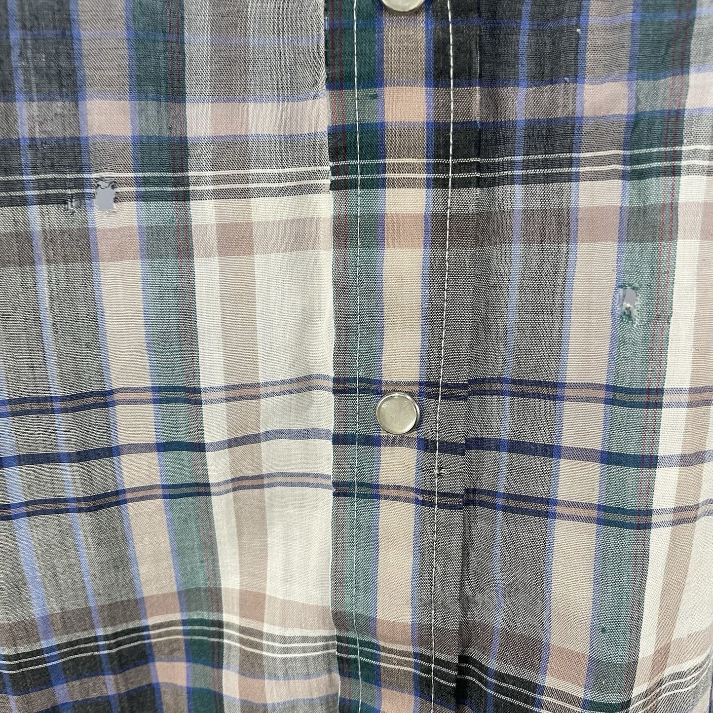 VTG Ely Cattleman Plaid Pearl Snap Western Short Sleeve Shirt Size XLT 17-1/2