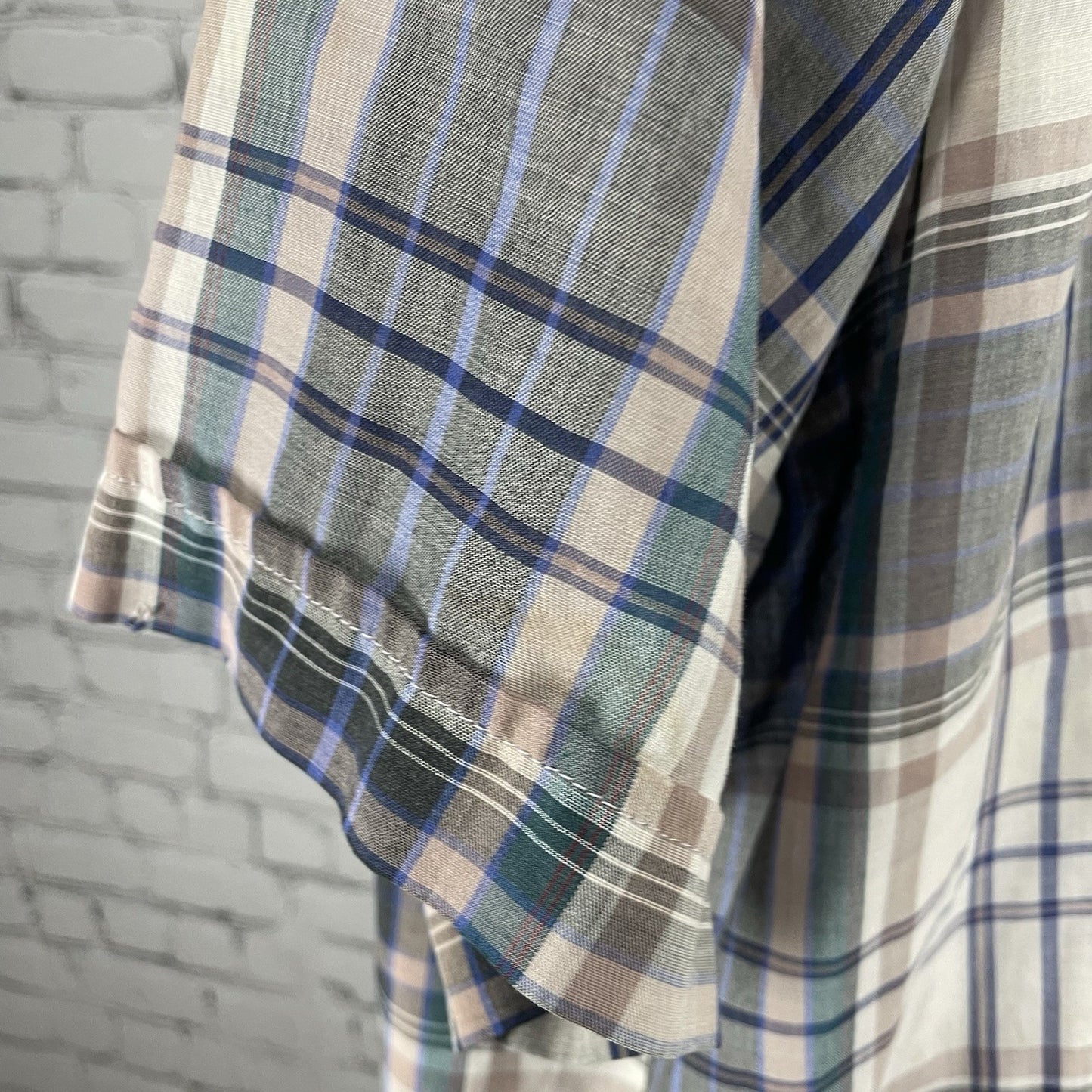 VTG Ely Cattleman Plaid Pearl Snap Western Short Sleeve Shirt Size XLT 17-1/2