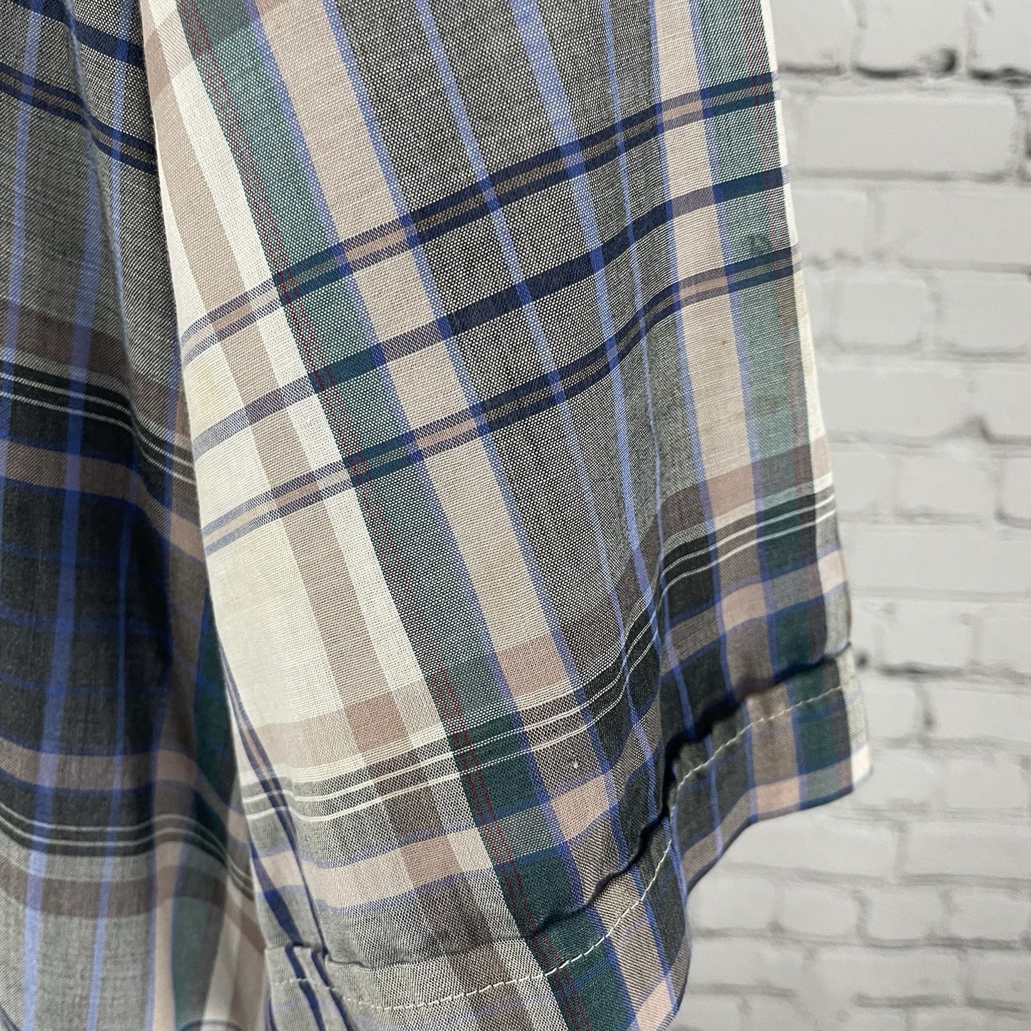 VTG Ely Cattleman Plaid Pearl Snap Western Short Sleeve Shirt Size XLT 17-1/2