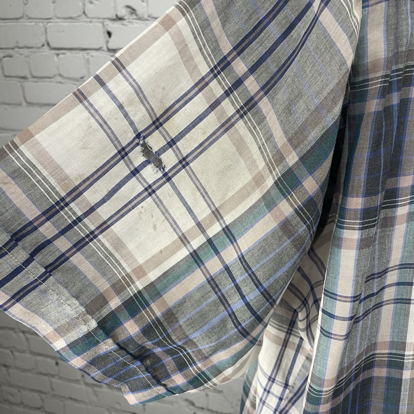 VTG Ely Cattleman Plaid Pearl Snap Western Short Sleeve Shirt Size XLT 17-1/2