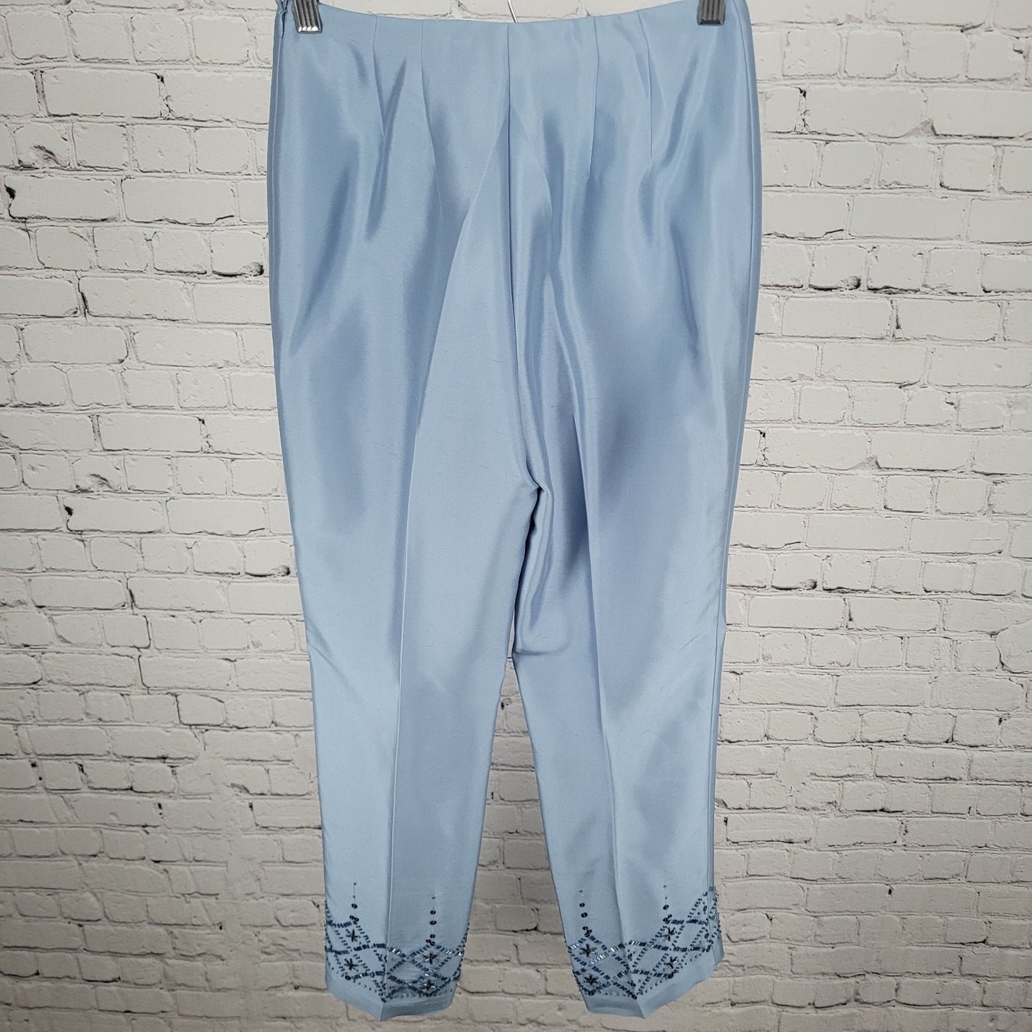 NWD Ann Taylor Blue Silk Sequin Bead Embellished Lined Pants Size 2 (26x28.5)