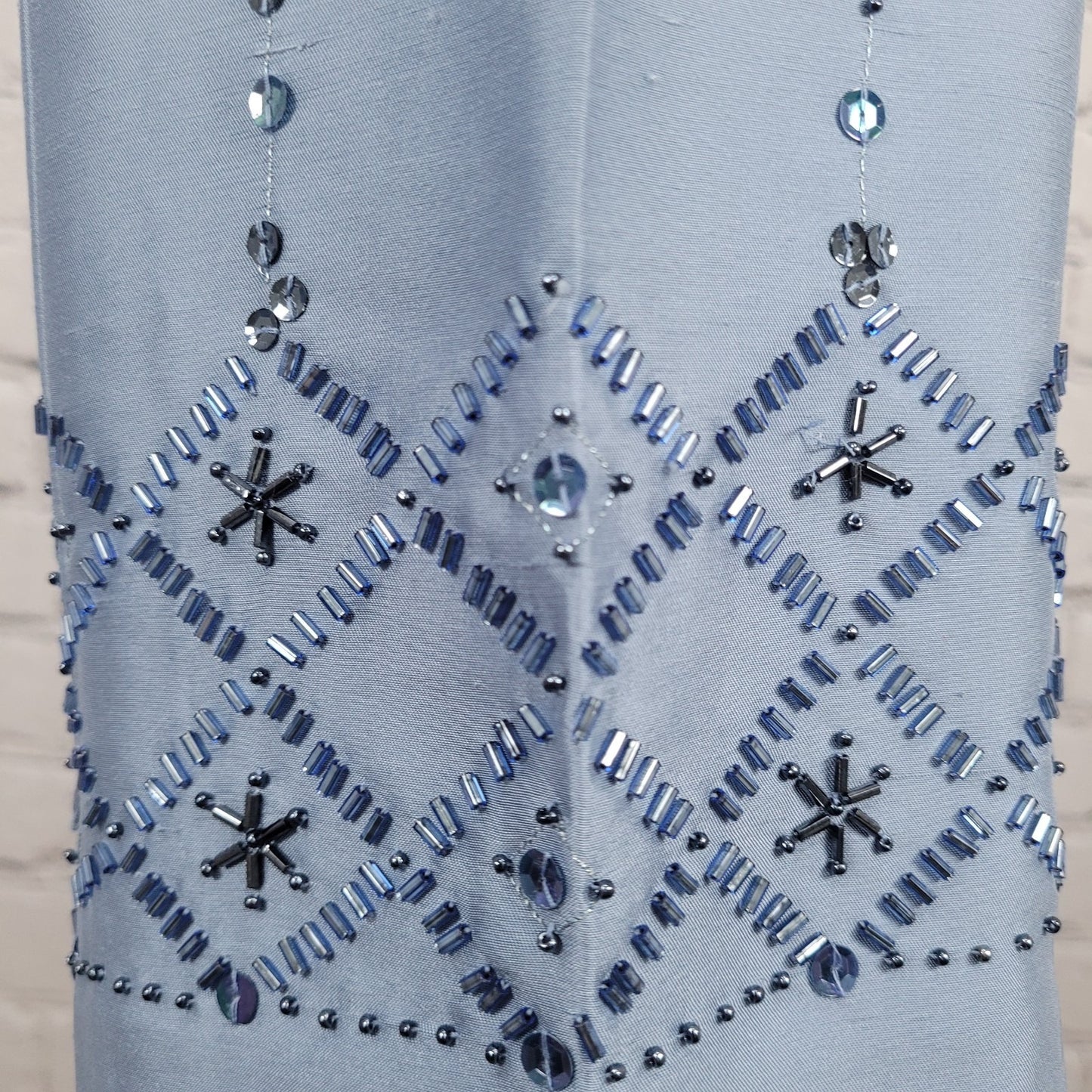 NWD Ann Taylor Blue Silk Sequin Bead Embellished Lined Pants Size 2 (26x28.5)