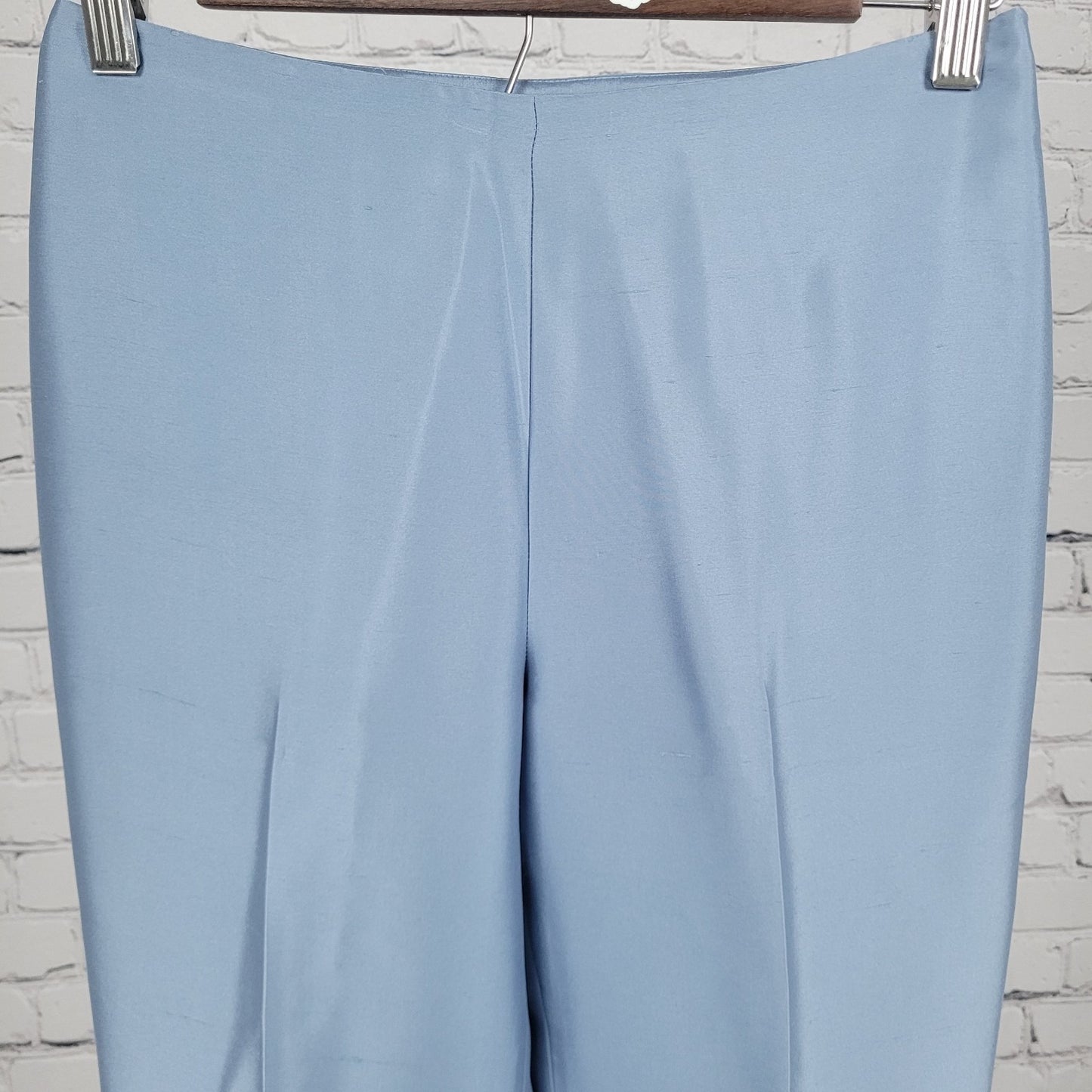 NWD Ann Taylor Blue Silk Sequin Bead Embellished Lined Pants Size 2 (26x28.5)