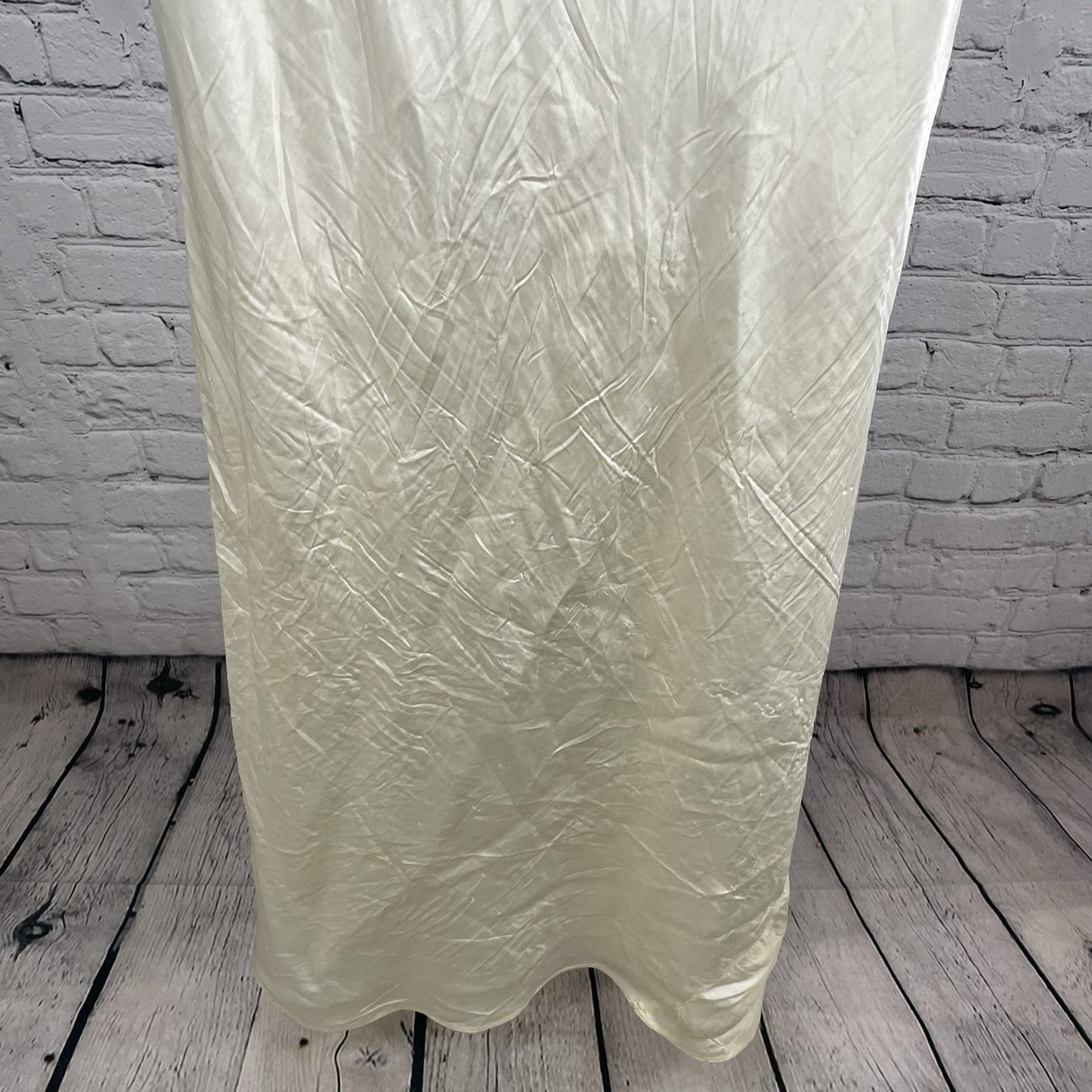 VTG Styled By Bennington Ivory Beige Satin Lace Slip Dress Nightie Nightgown 36