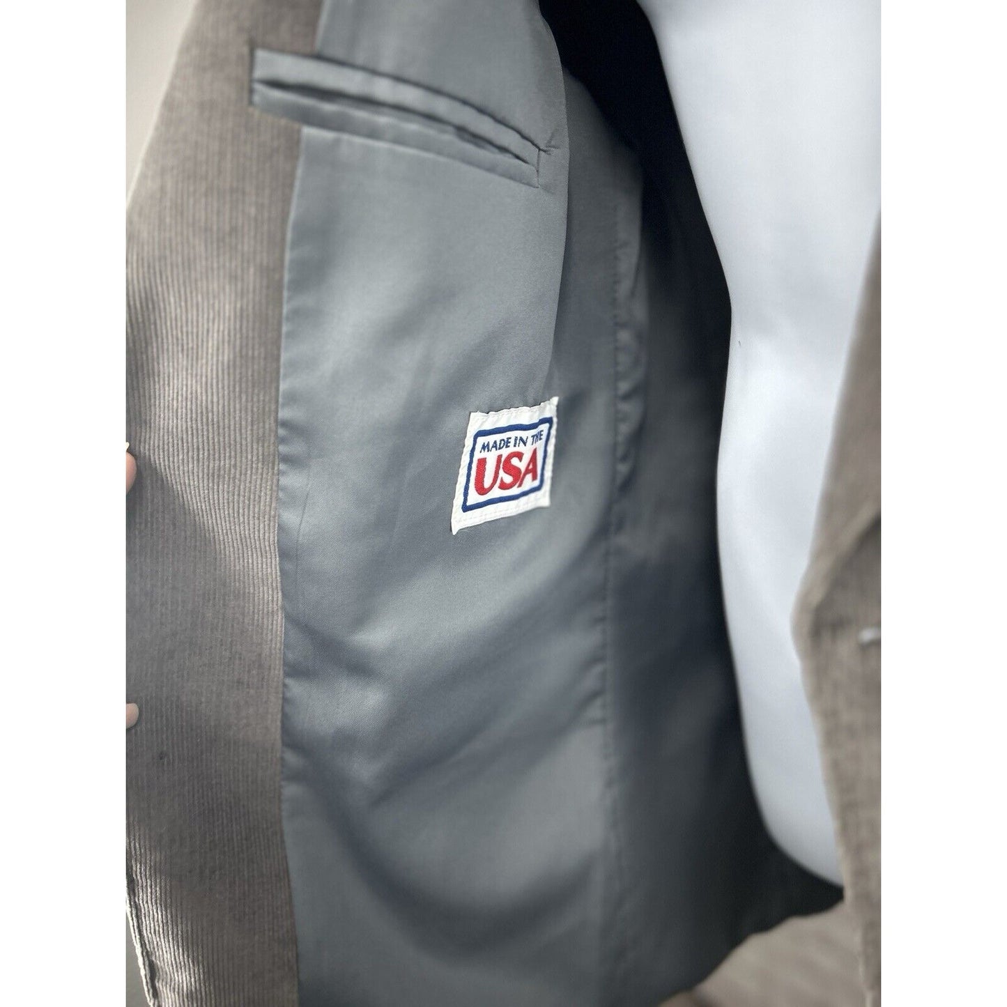 VTG Westwinds Blue Gray Corduroy USA Made 2 Button Sport Coat Mens Size 46