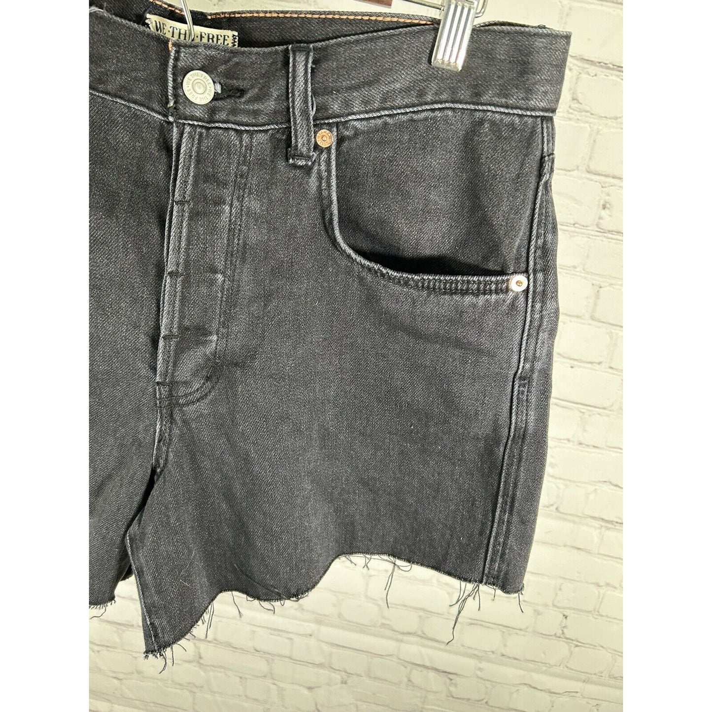 NWT We The Free Black Room Rocker High Rise Cut Off Denim Shorts 31 (33x4.5)