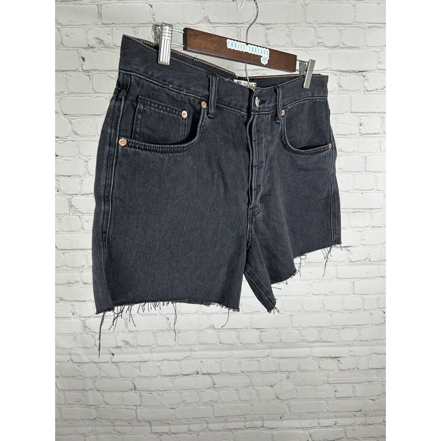 NWT We The Free Black Room Rocker High Rise Cut Off Denim Shorts 31 (33x4.5)