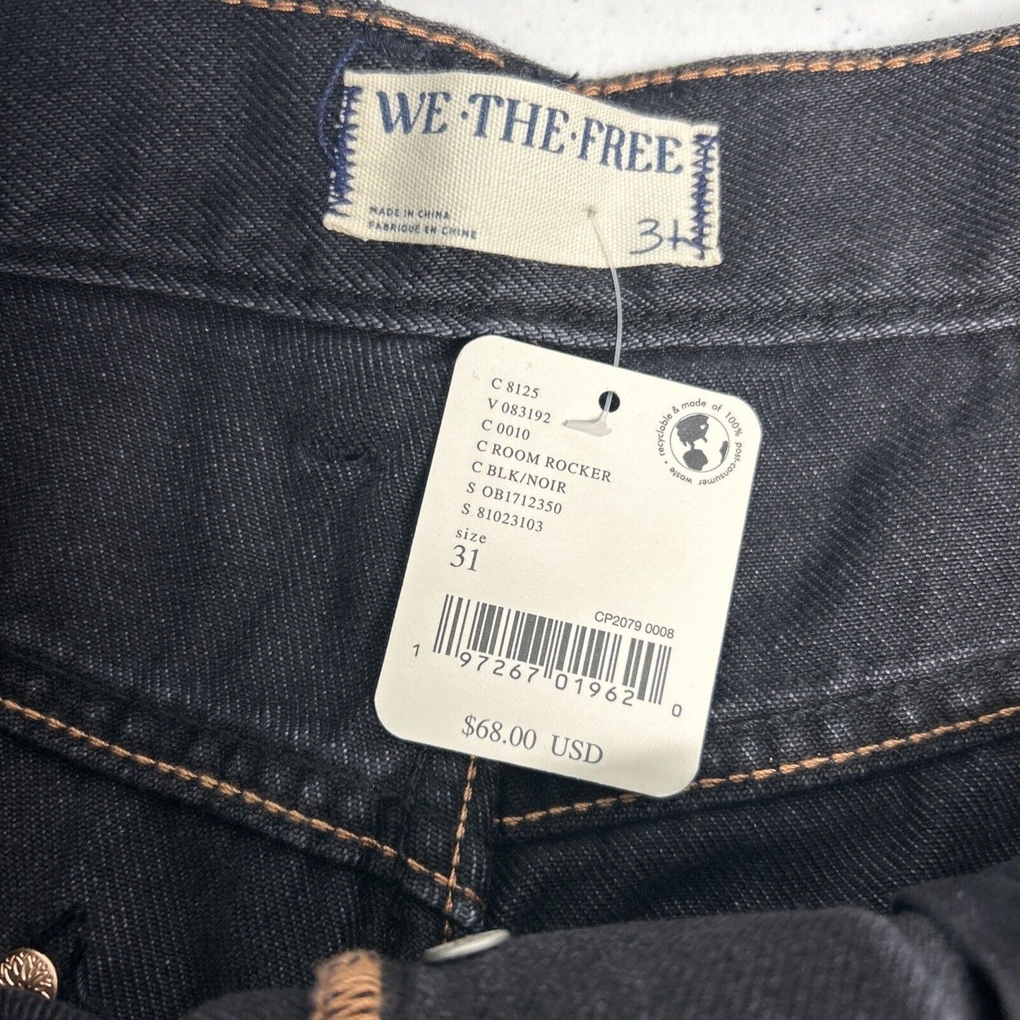 NWT We The Free Black Room Rocker High Rise Cut Off Denim Shorts 31 (33x4.5)