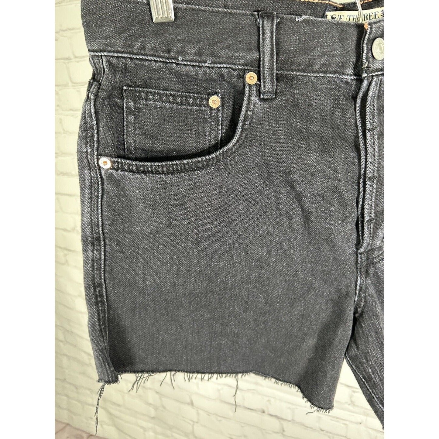 NWT We The Free Black Room Rocker High Rise Cut Off Denim Shorts 31 (33x4.5)