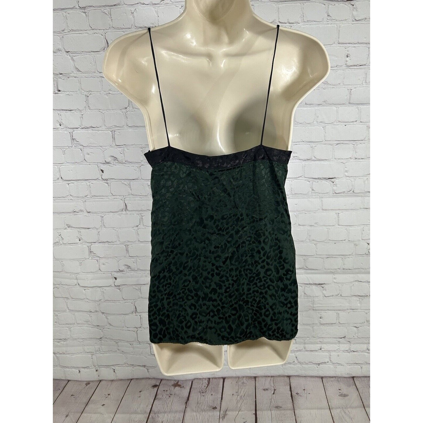 Zara Basic Black Green Leopard Strappy Tank Top Cali Blouse Women’s XS