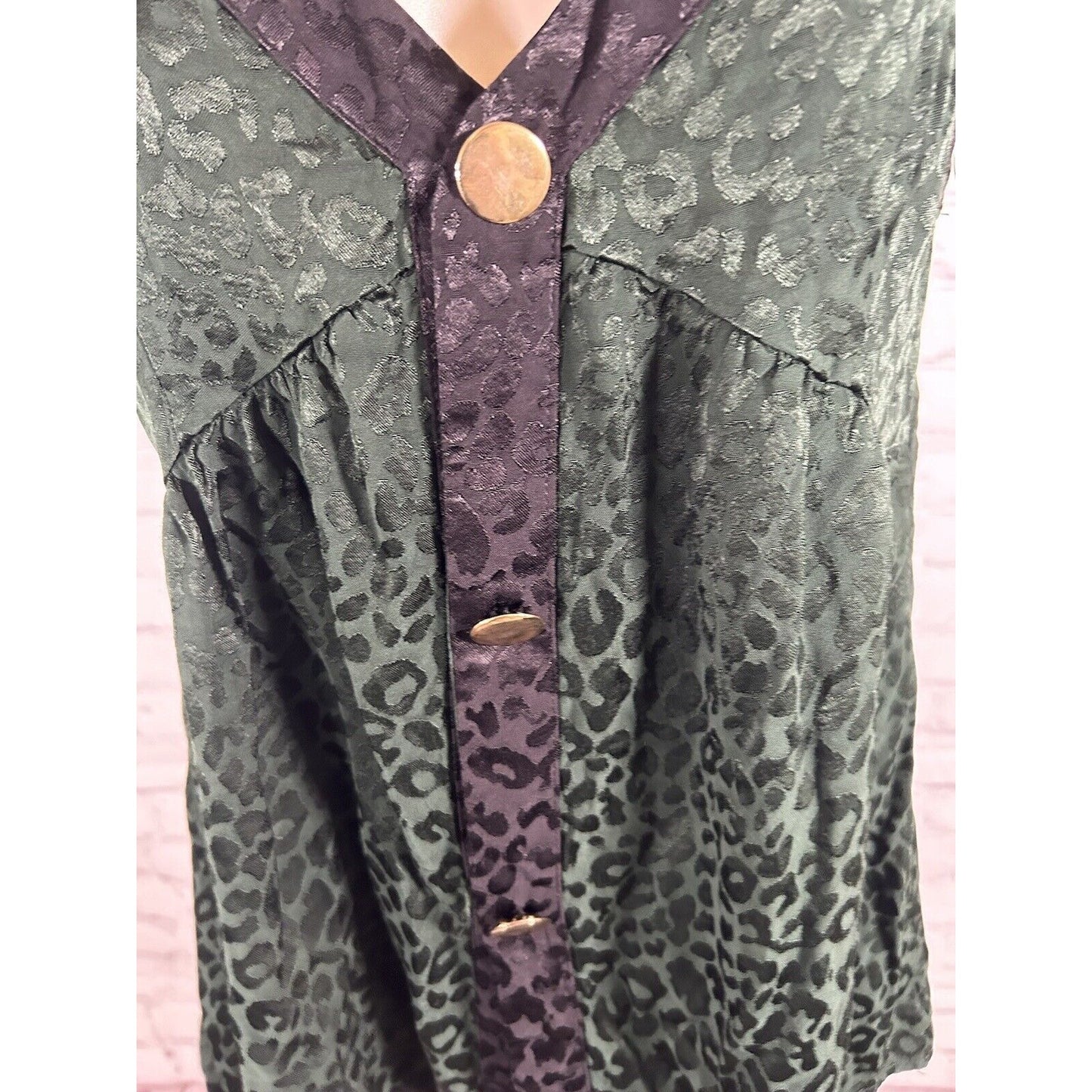 Zara Basic Black Green Leopard Strappy Tank Top Cali Blouse Women’s XS