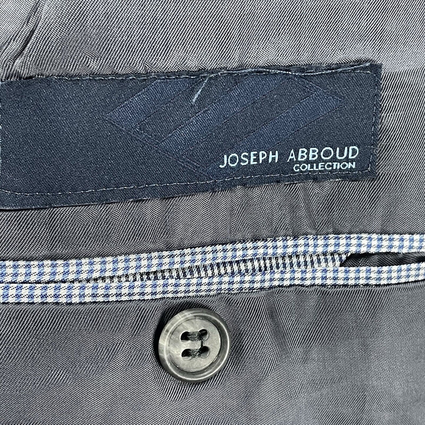 Joseph Abboud Grey Check Wool Suit Blazer Jacket Double Vent USA Made Size 42R