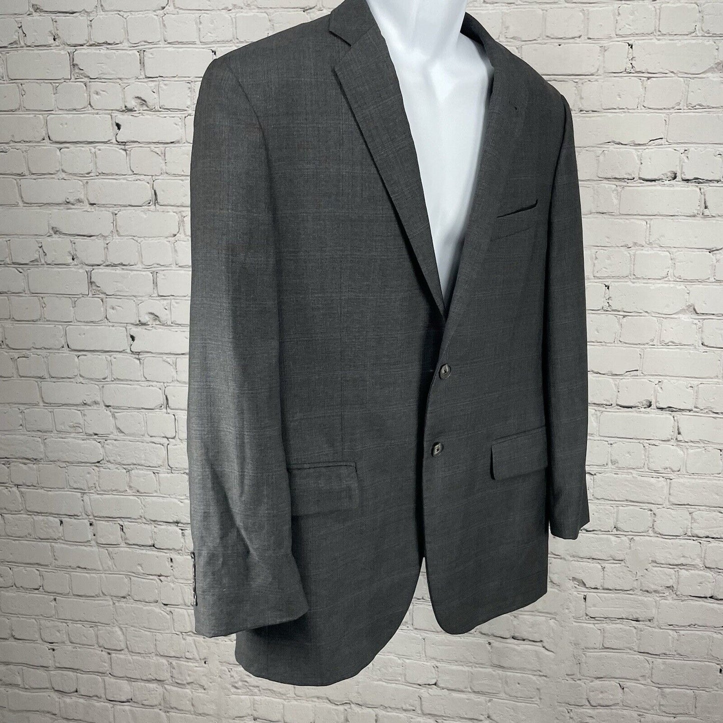 Joseph Abboud Grey Check Wool Suit Blazer Jacket Double Vent USA Made Size 42R