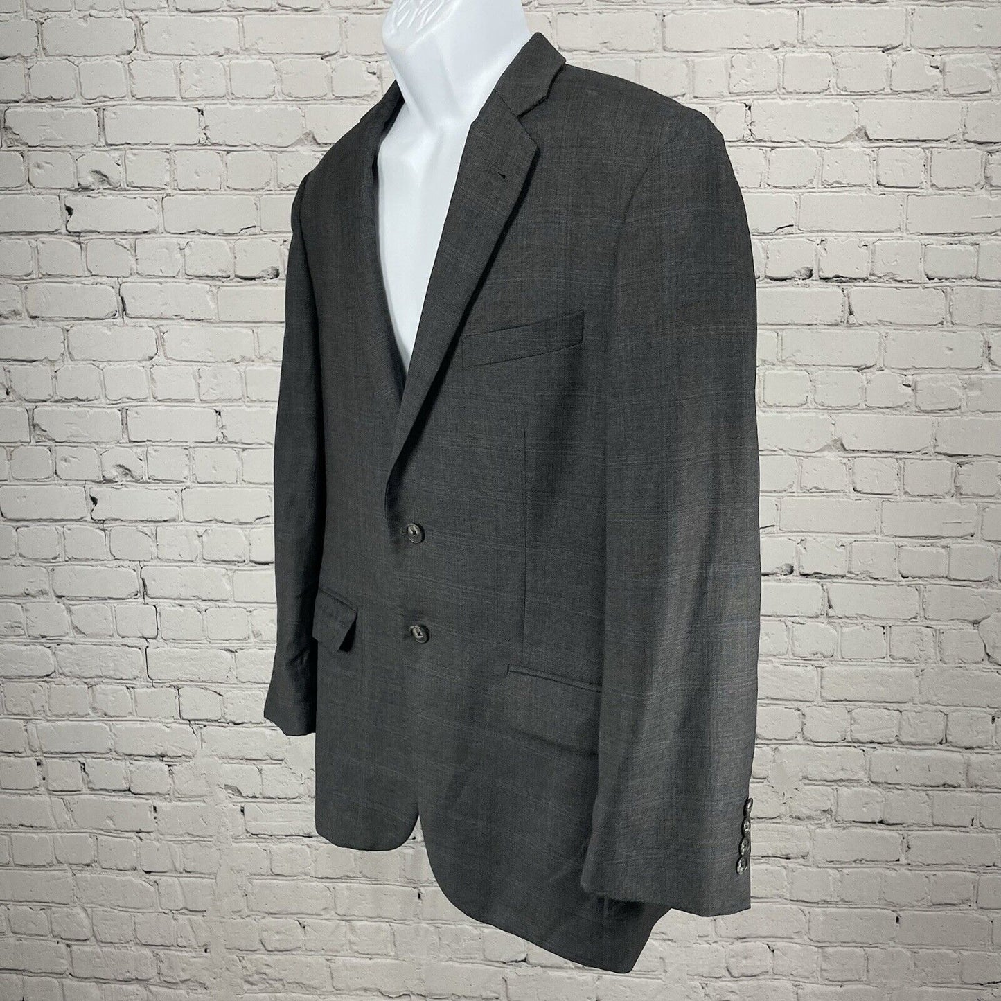 Joseph Abboud Grey Check Wool Suit Blazer Jacket Double Vent USA Made Size 42R