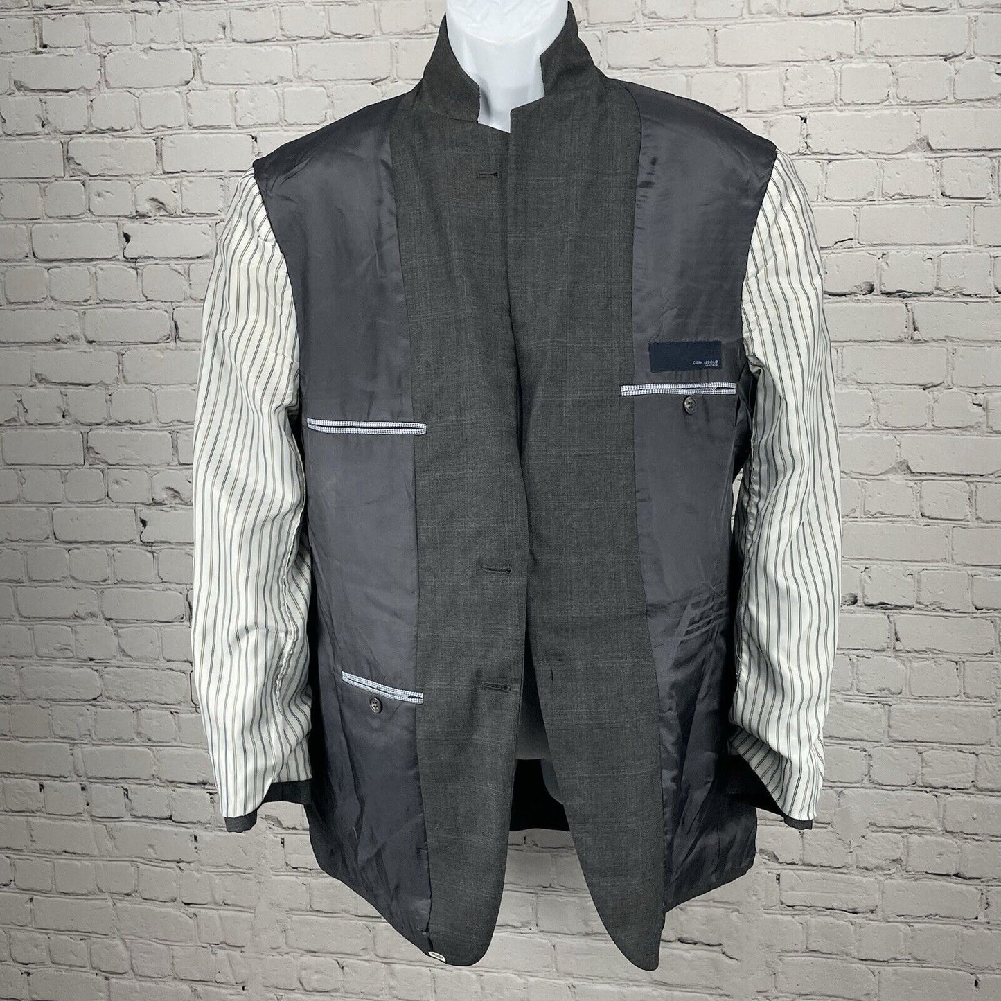 Joseph Abboud Grey Check Wool Suit Blazer Jacket Double Vent USA Made Size 42R
