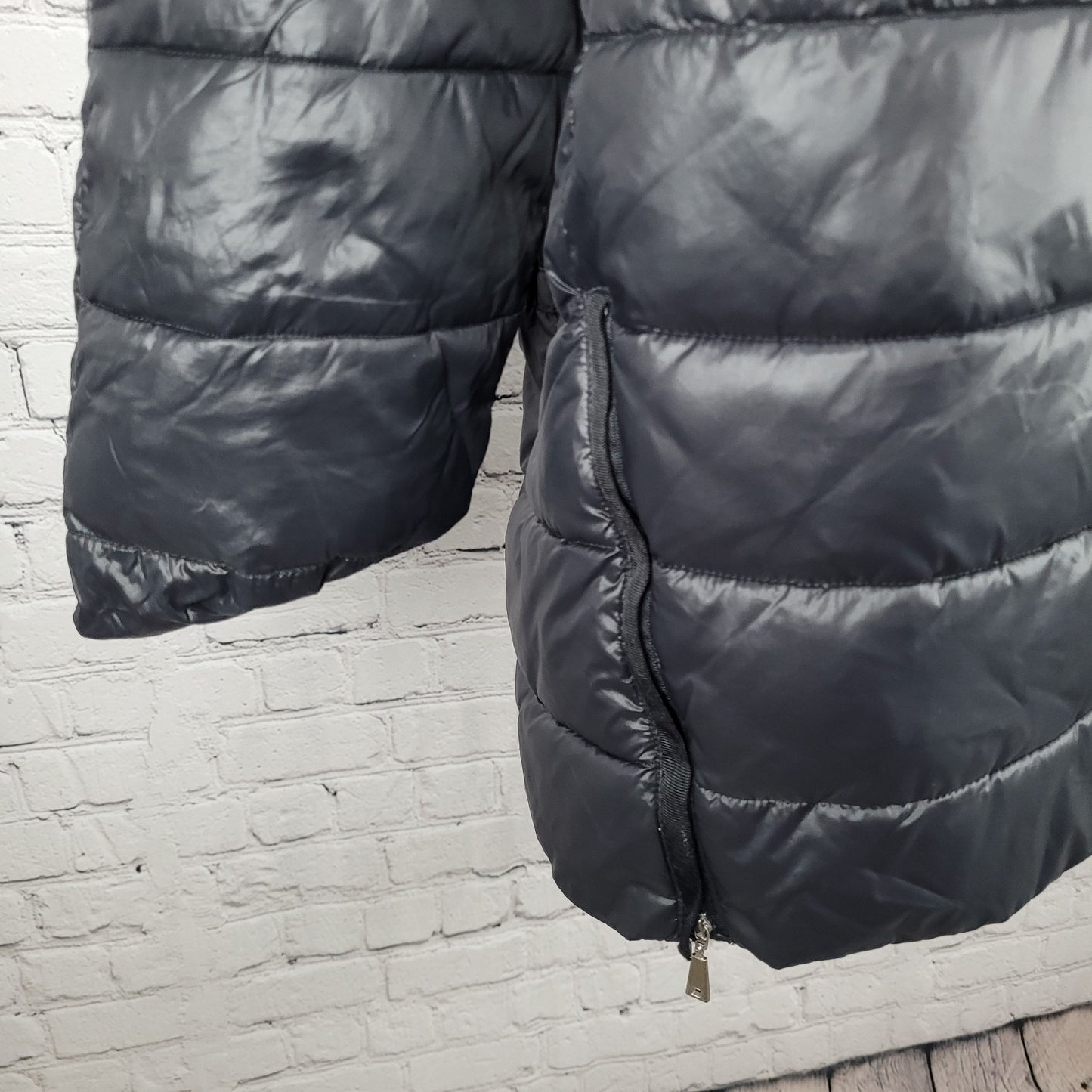 Luisa Viola Black Quilted Imbottito Full Zip & Snap Jacket Italy Made US Size 14