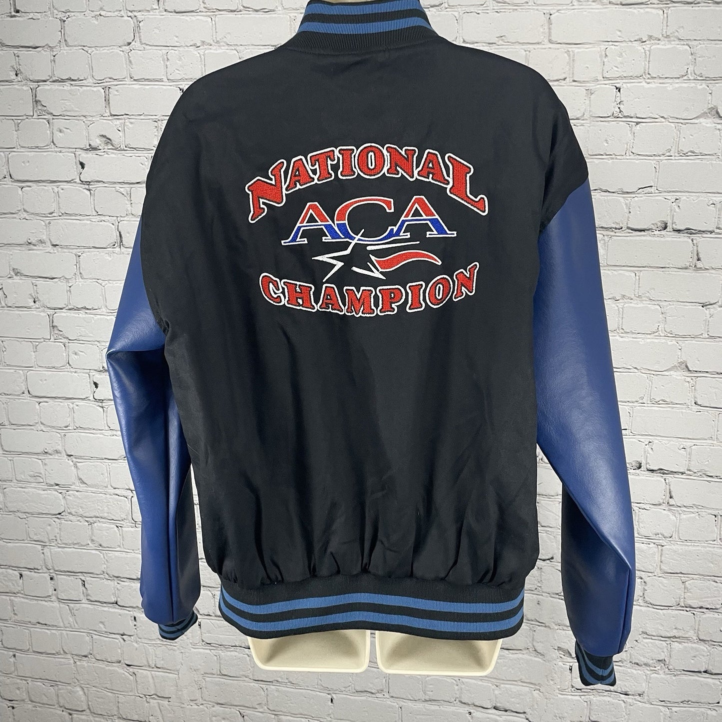 National ACA Champion Black Cheerleading Snapped Varsity Jacket Size Medium M