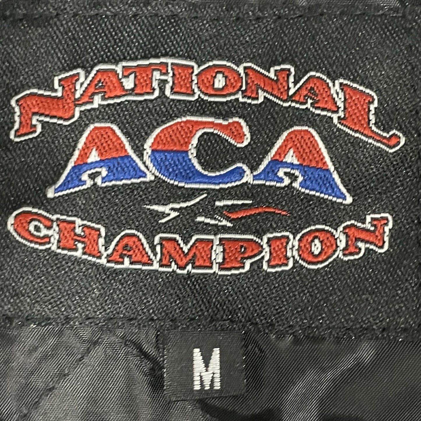 National ACA Champion Black Cheerleading Snapped Varsity Jacket Size Medium M