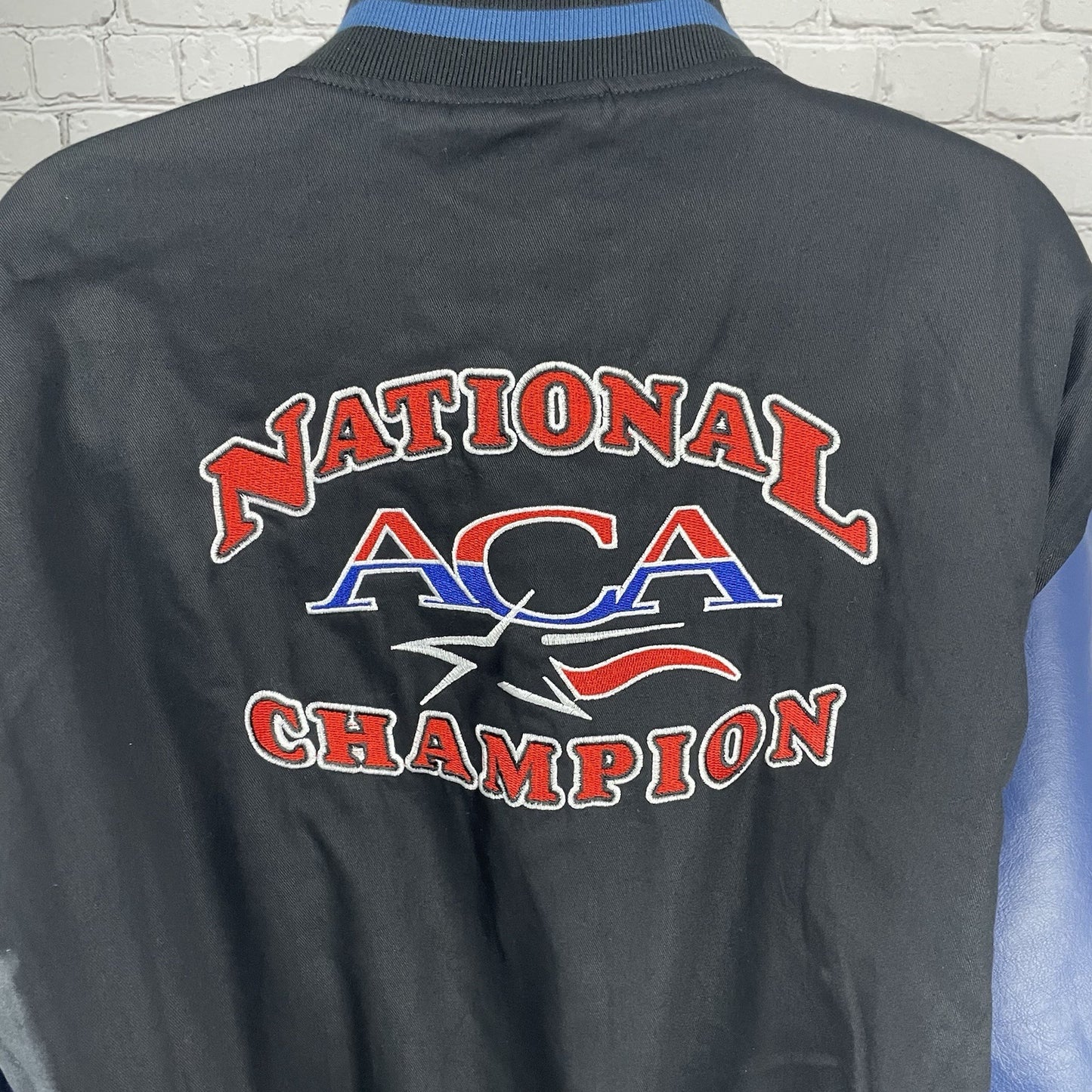 National ACA Champion Black Cheerleading Snapped Varsity Jacket Size Medium M