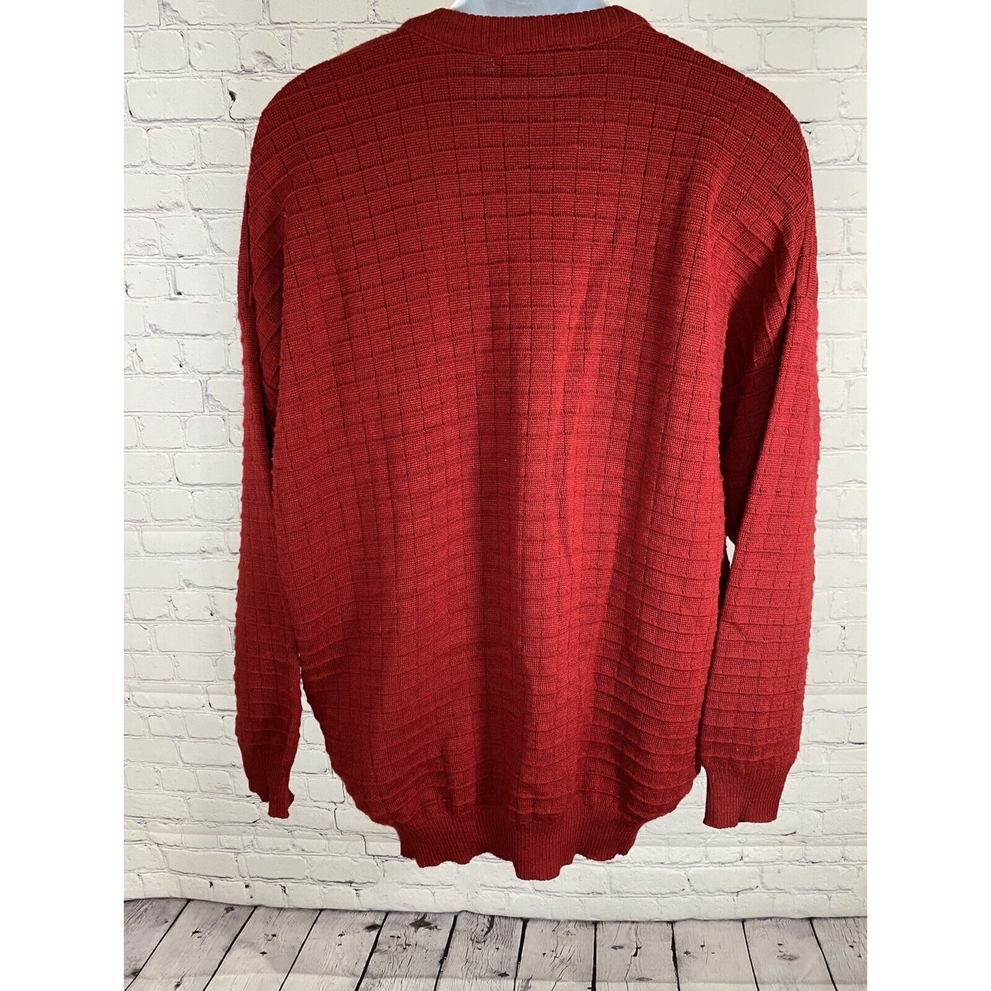VTG Patrick O’Connor Red Wool Acrylic Pullover Long Sleeve Knit Sweater Mens XL