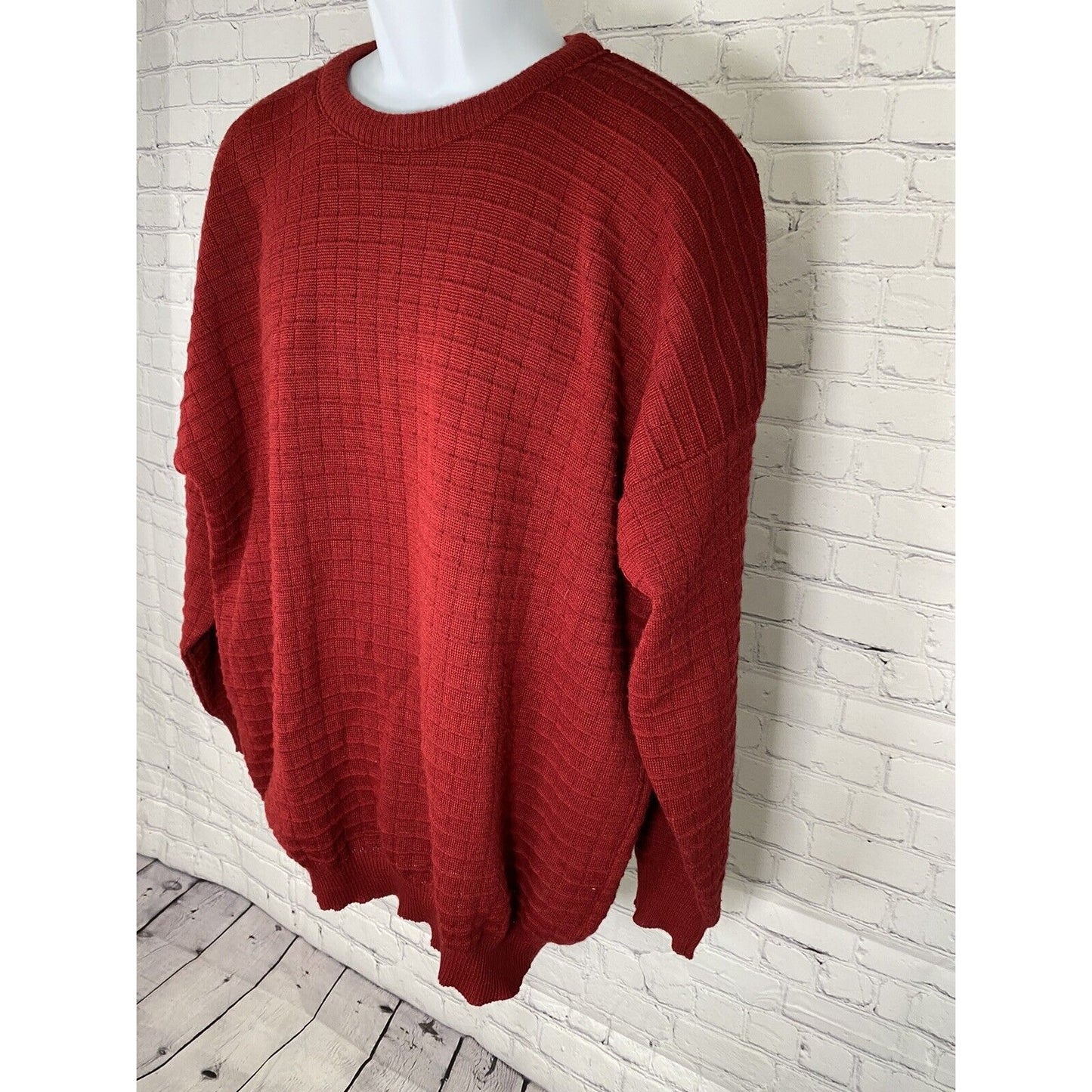 VTG Patrick O’Connor Red Wool Acrylic Pullover Long Sleeve Knit Sweater Mens XL
