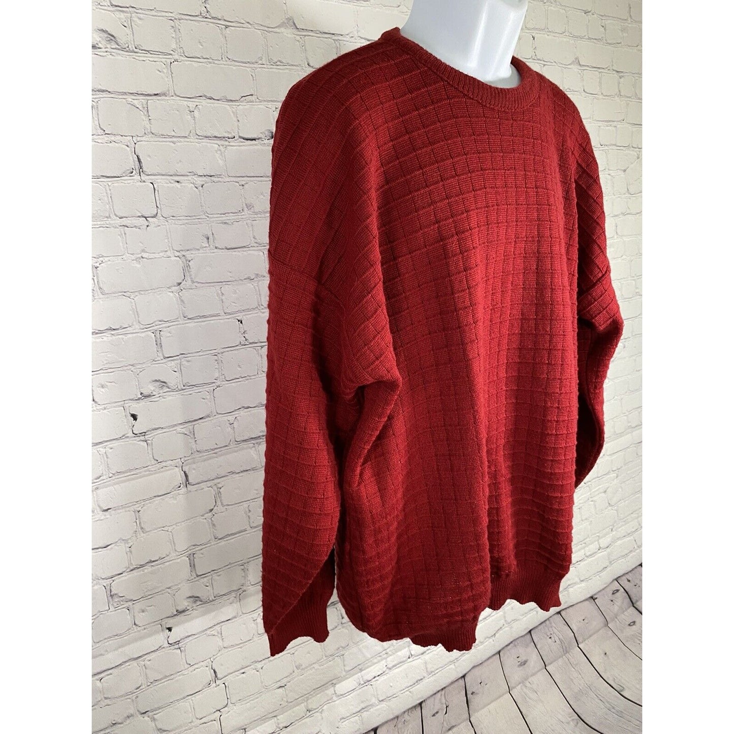VTG Patrick O’Connor Red Wool Acrylic Pullover Long Sleeve Knit Sweater Mens XL