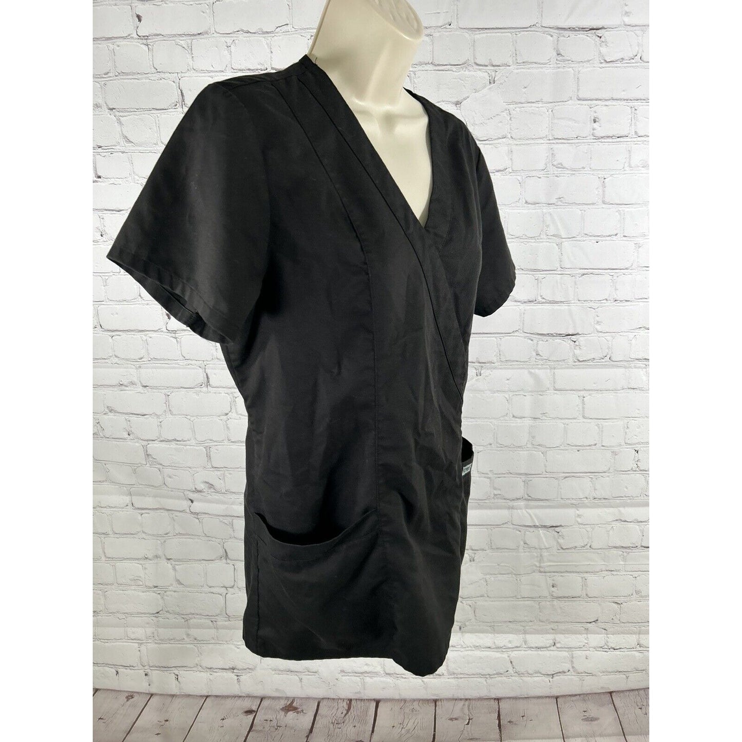 Grey’s Anatomy By Barco Scrub Top Womens Black Elastic Waist V Neck Medium M