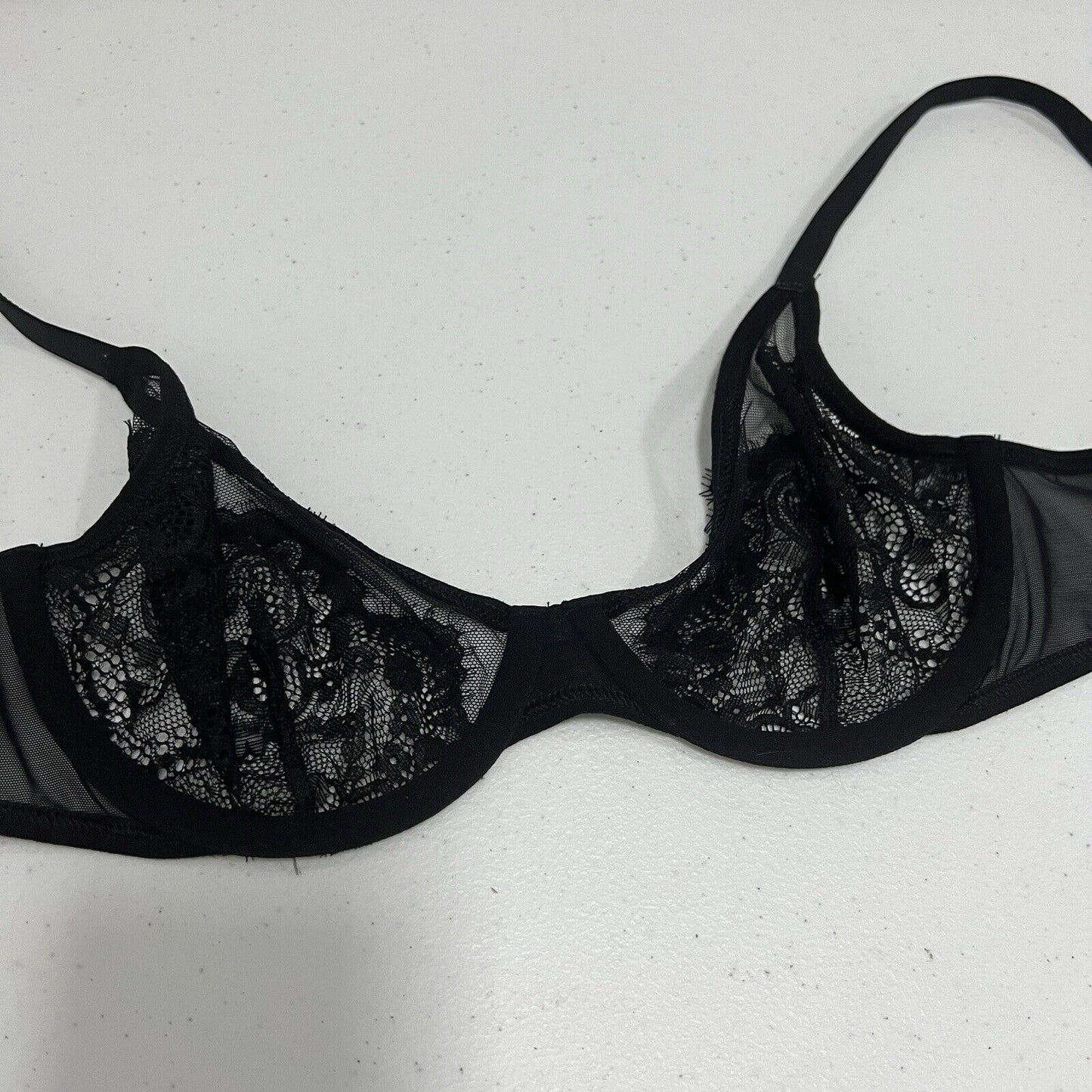INC International Concepts Intimates Black Sheer Lace Underwire Size Small S