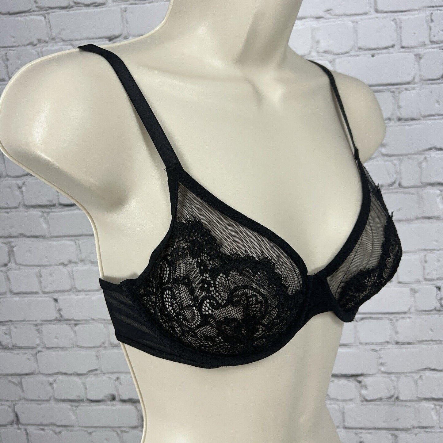 INC International Concepts Intimates Black Sheer Lace Underwire Size Small S